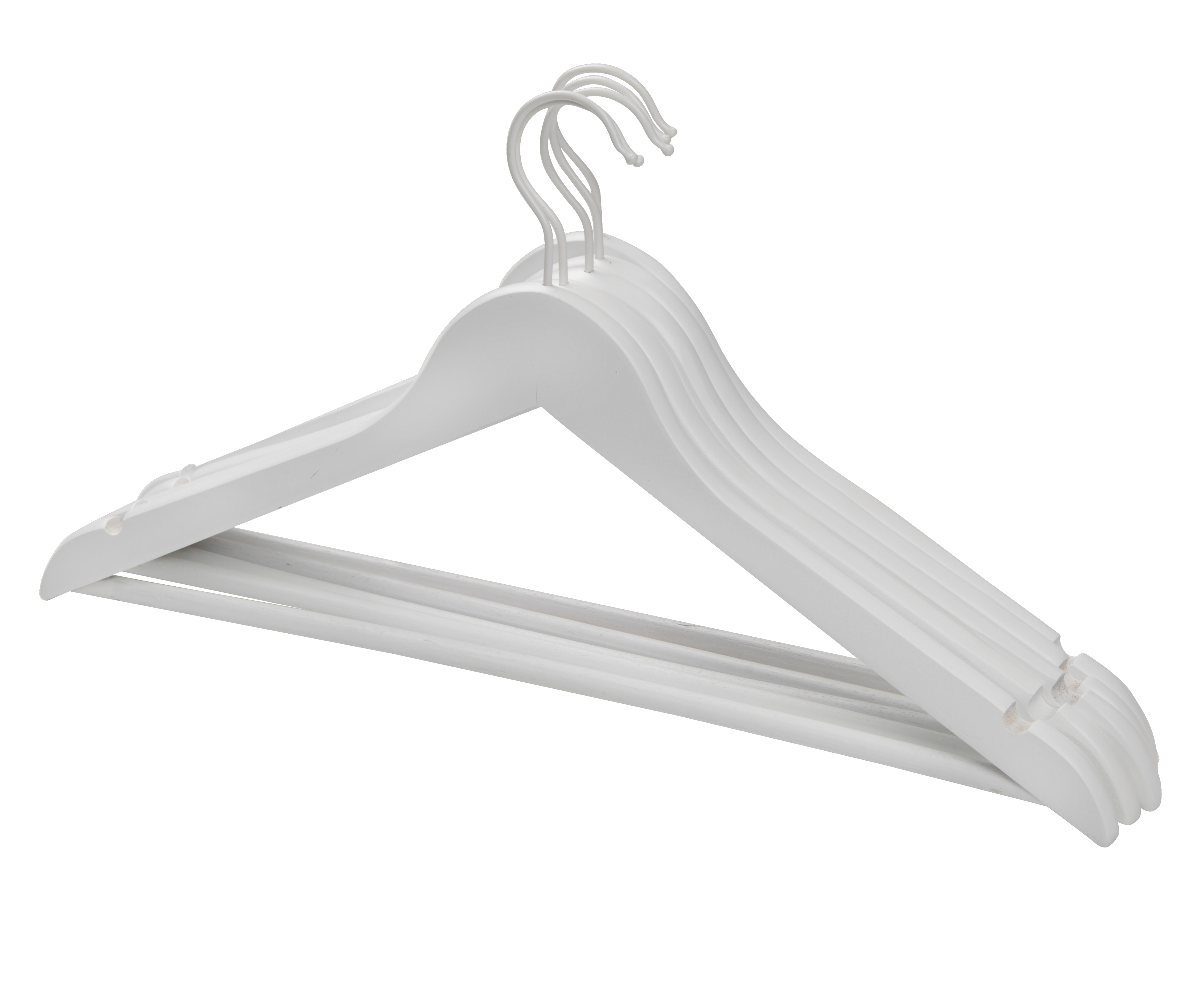 NEW WOOD Kleerhangers set van 5 witH 23 x B 44,5 x D 1,2 cm