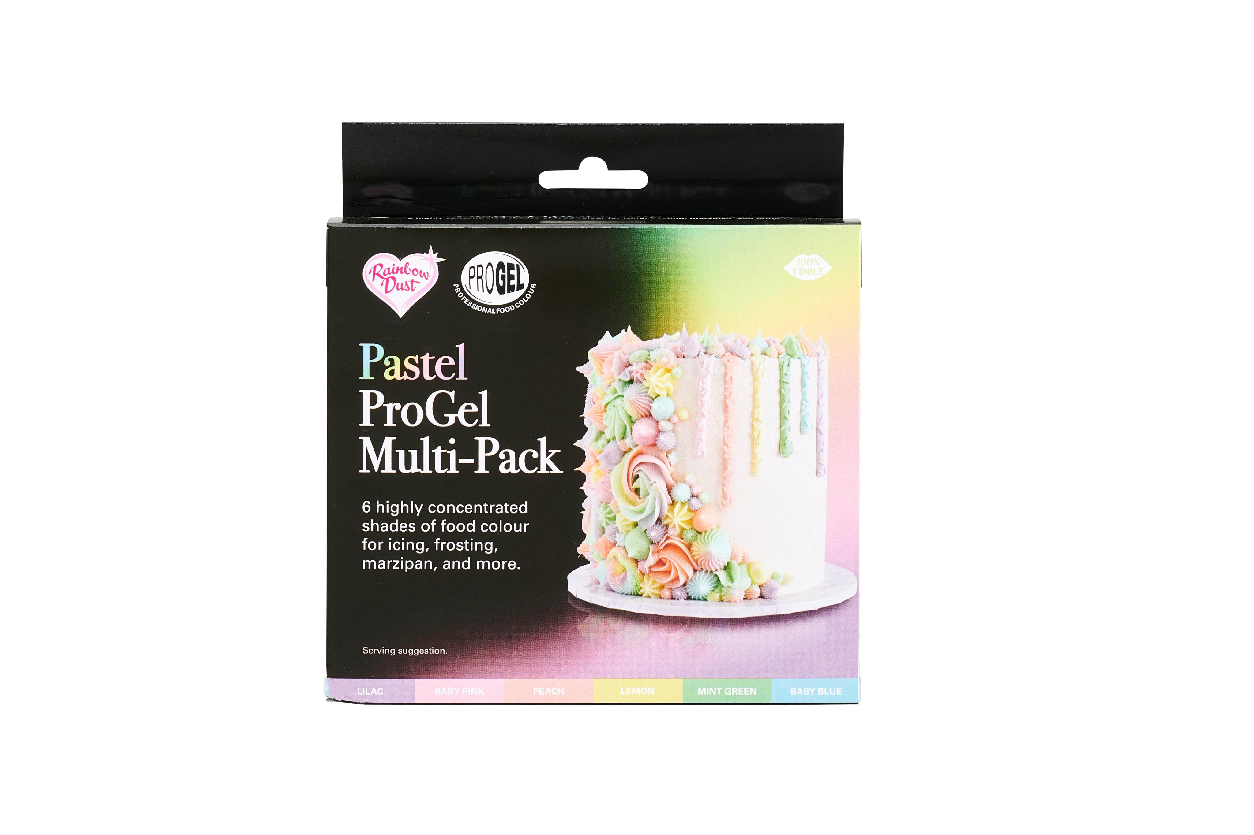 RAINBOWDUST 6-pack kleurgel voor rolfondant  Pastelkleuren diverse kleurenH 12,5 cm