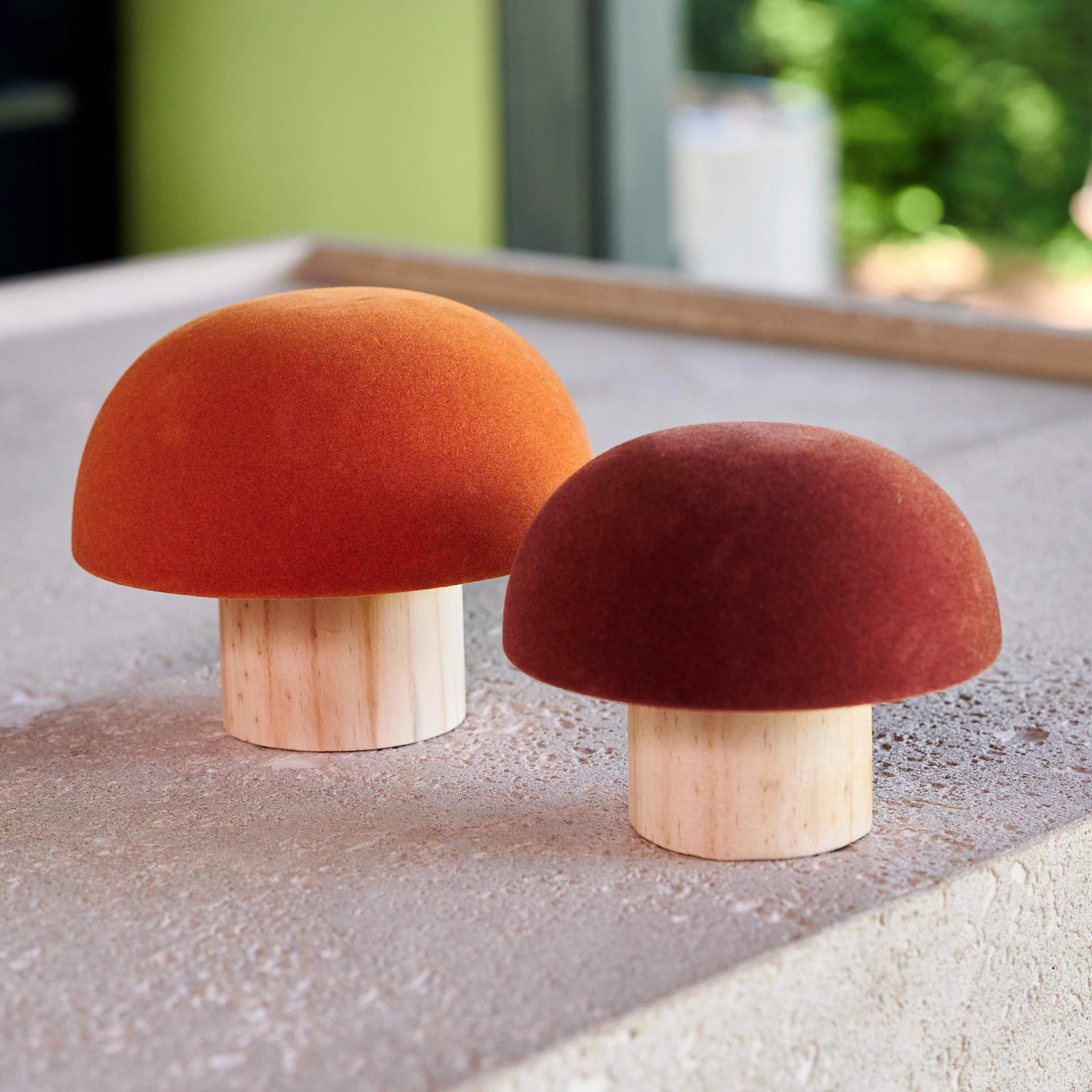 VELVET Paddenstoel naturel, multicolorH 13 cm - Ø 16,3 cm - CASA