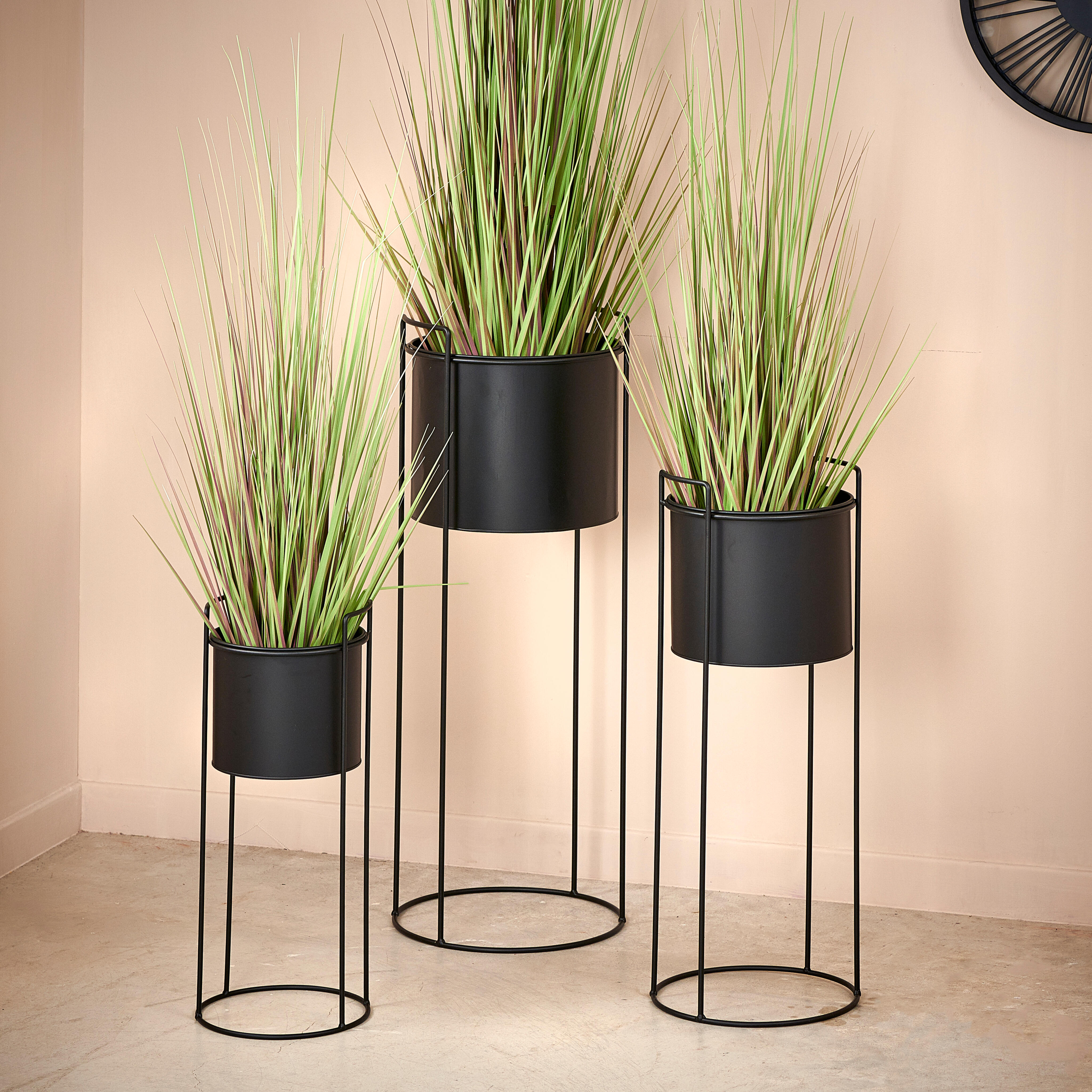 PLUTO Bloempot zwartH 65 cm - Ø 23 cm