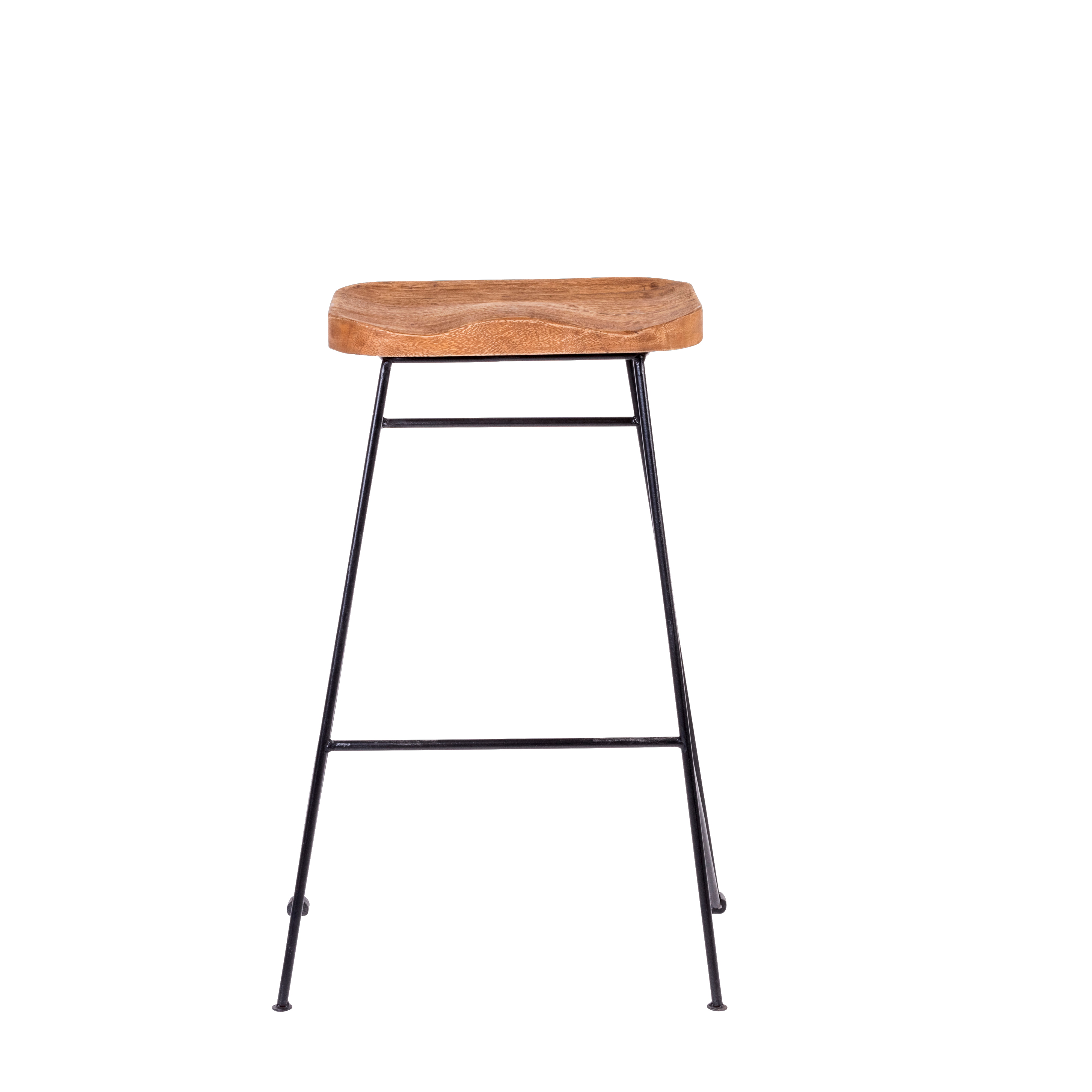 TEAK Barkruk zwart, naturelH 75 x B 40 x D 30 cm