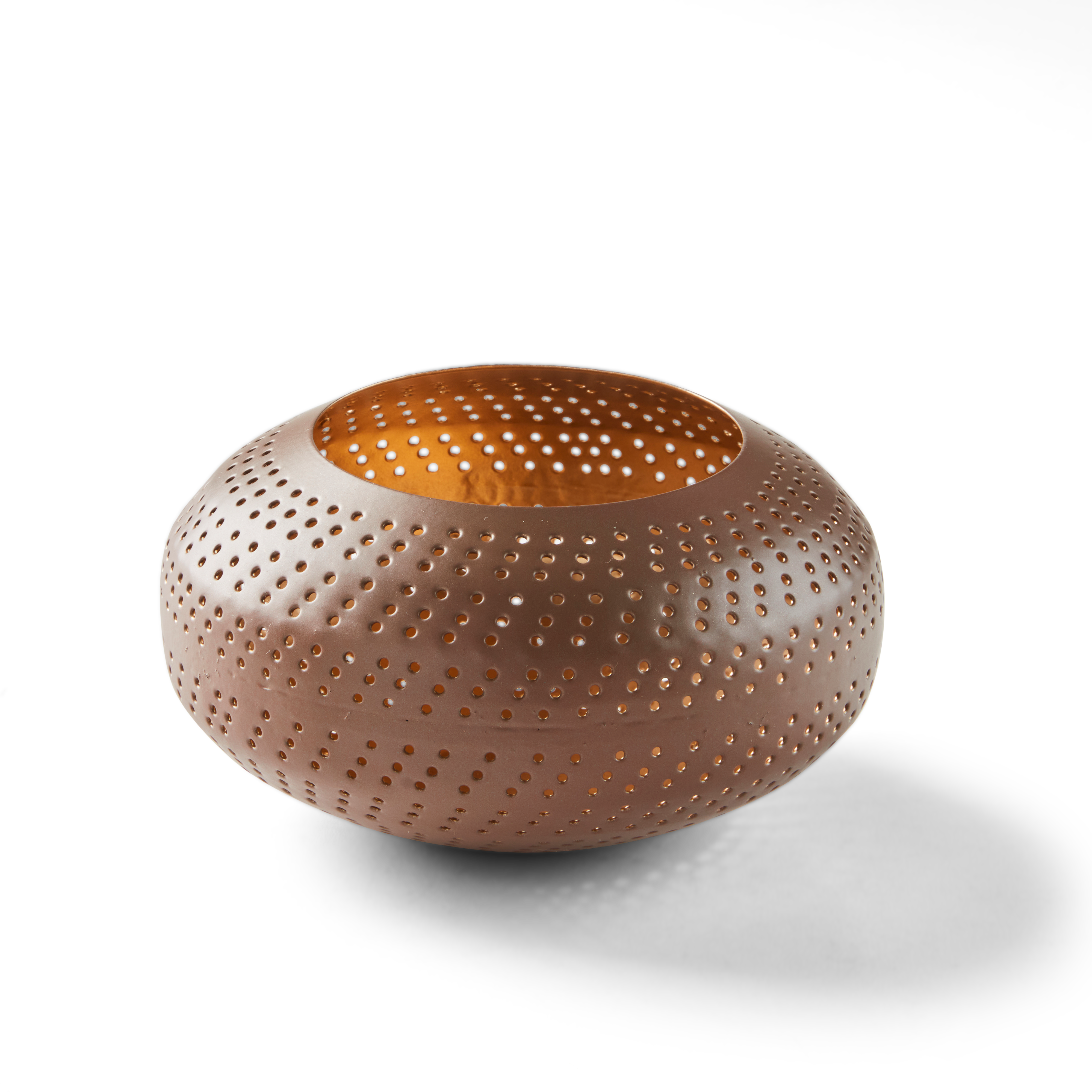 PERFORATO Theelichthouder donkerbruinH 10 cm - Ø 15 cm