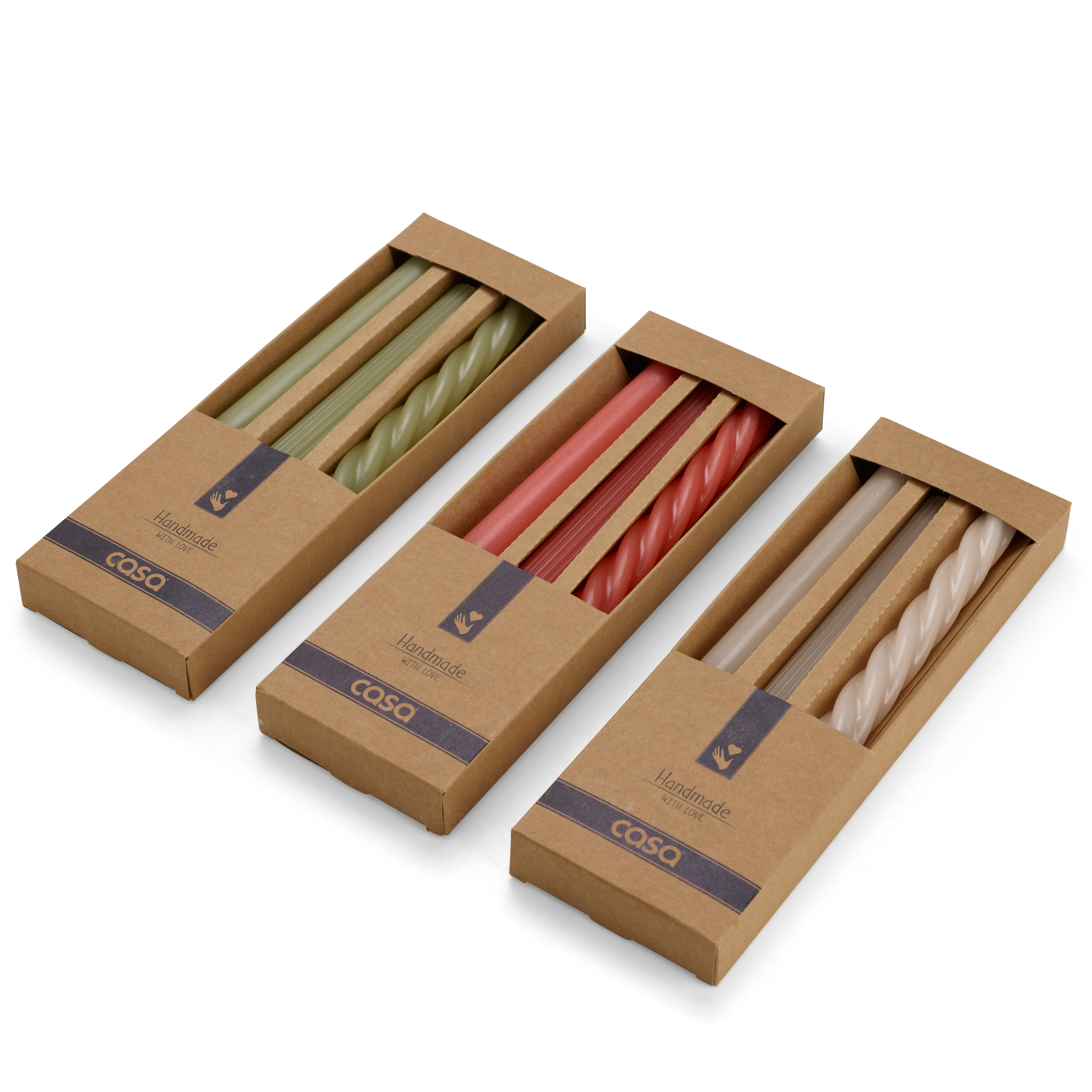 TRIO Kaars S/3 grijsH 25 cm - Ø 2,2 cm