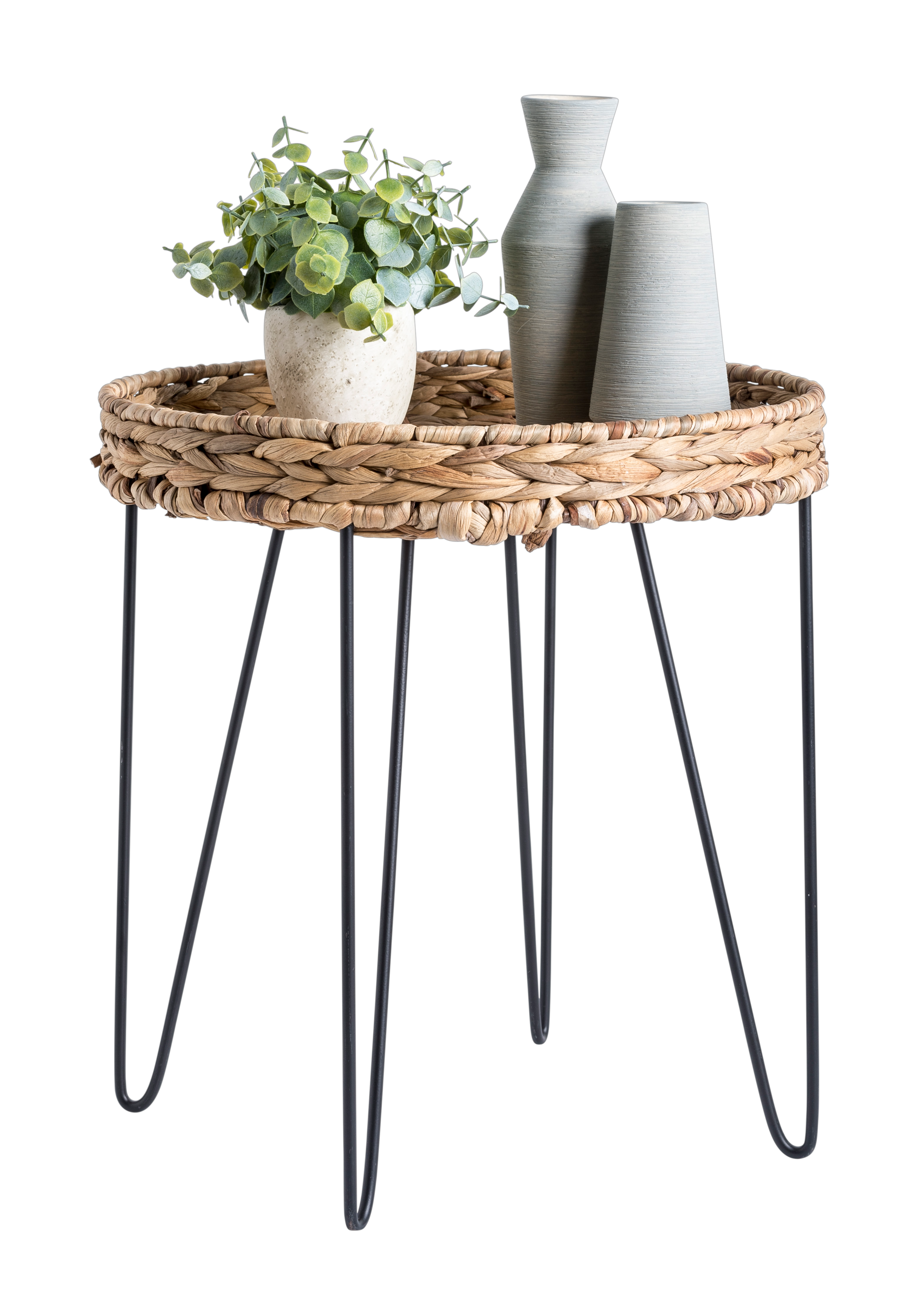 AKELA Bijzettafel zwart, naturelH 44 cm - Ø 40 cm