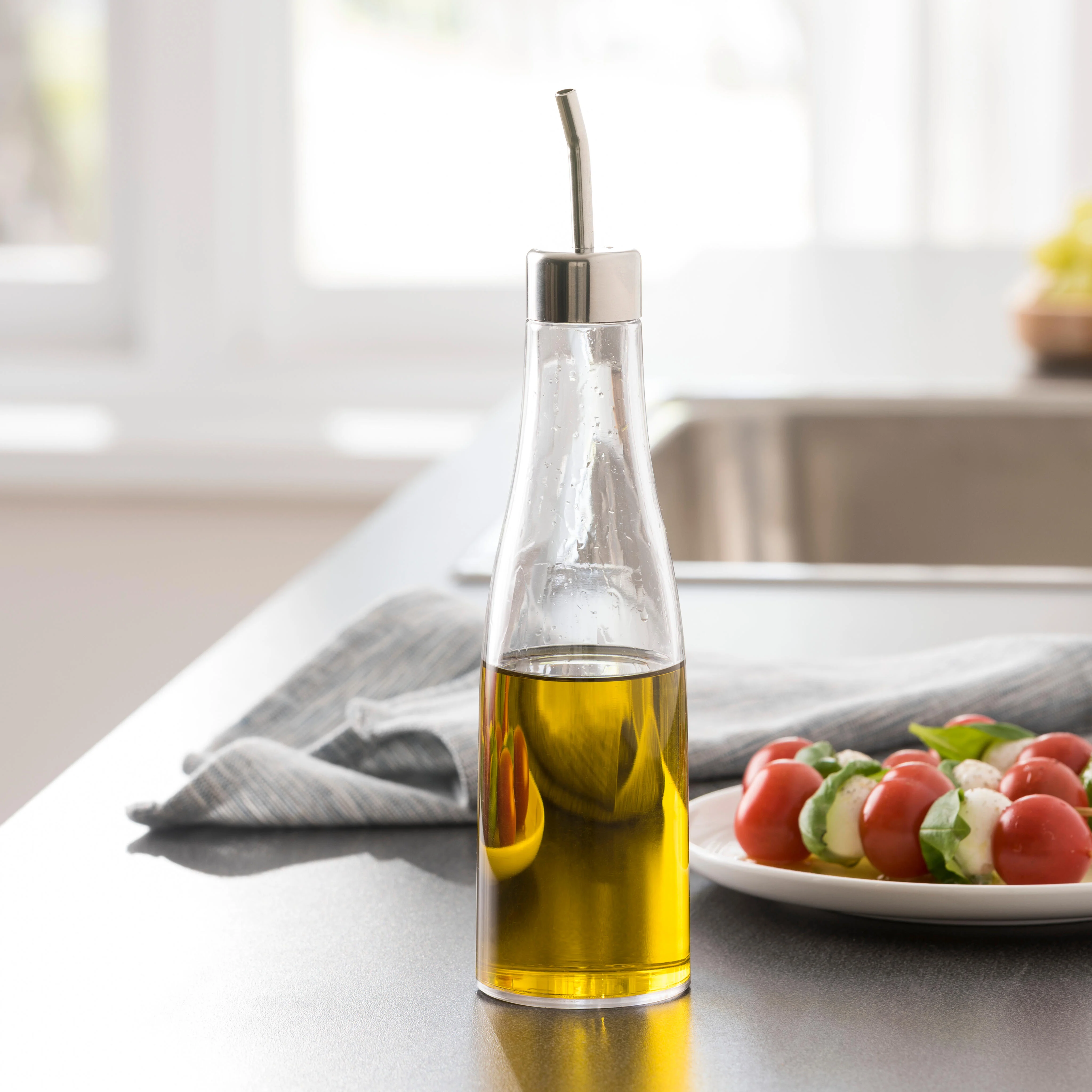 PURE Olieflesje zilver, transparantH 25 cm - Ø 5,5 cm - CASA