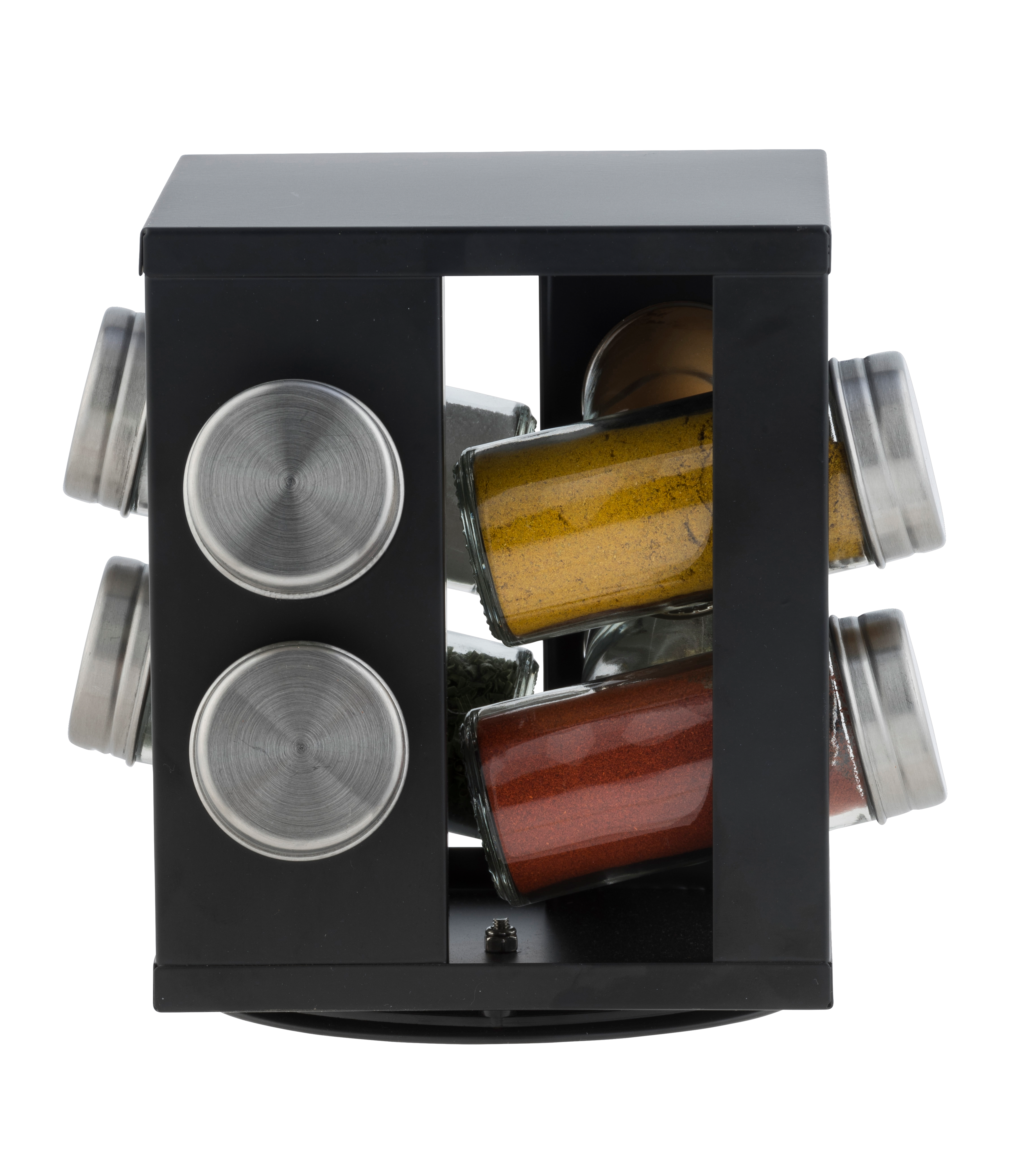 INDUSTRIA Kruidencarrousel 8 potjes zwartH 17,5 x B 17,2 x D 17,2 cm - CASA