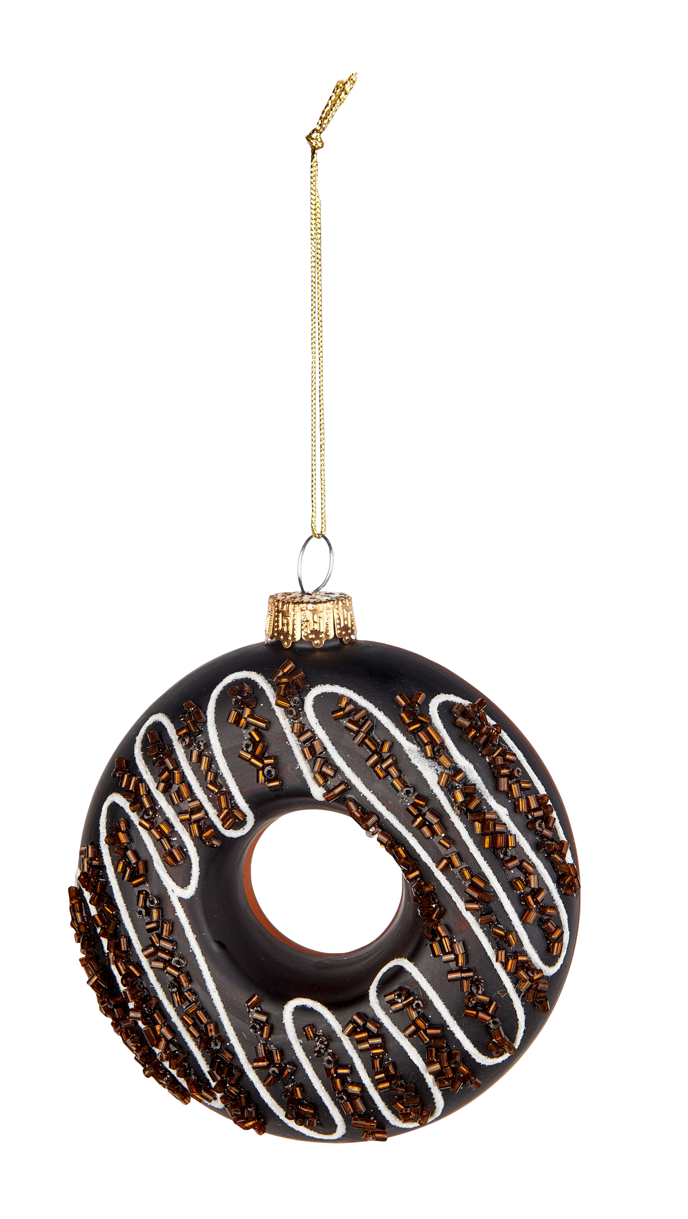 DONU Kerstbal bruinH 10 x D 3,5 cm - Ø 9 cm