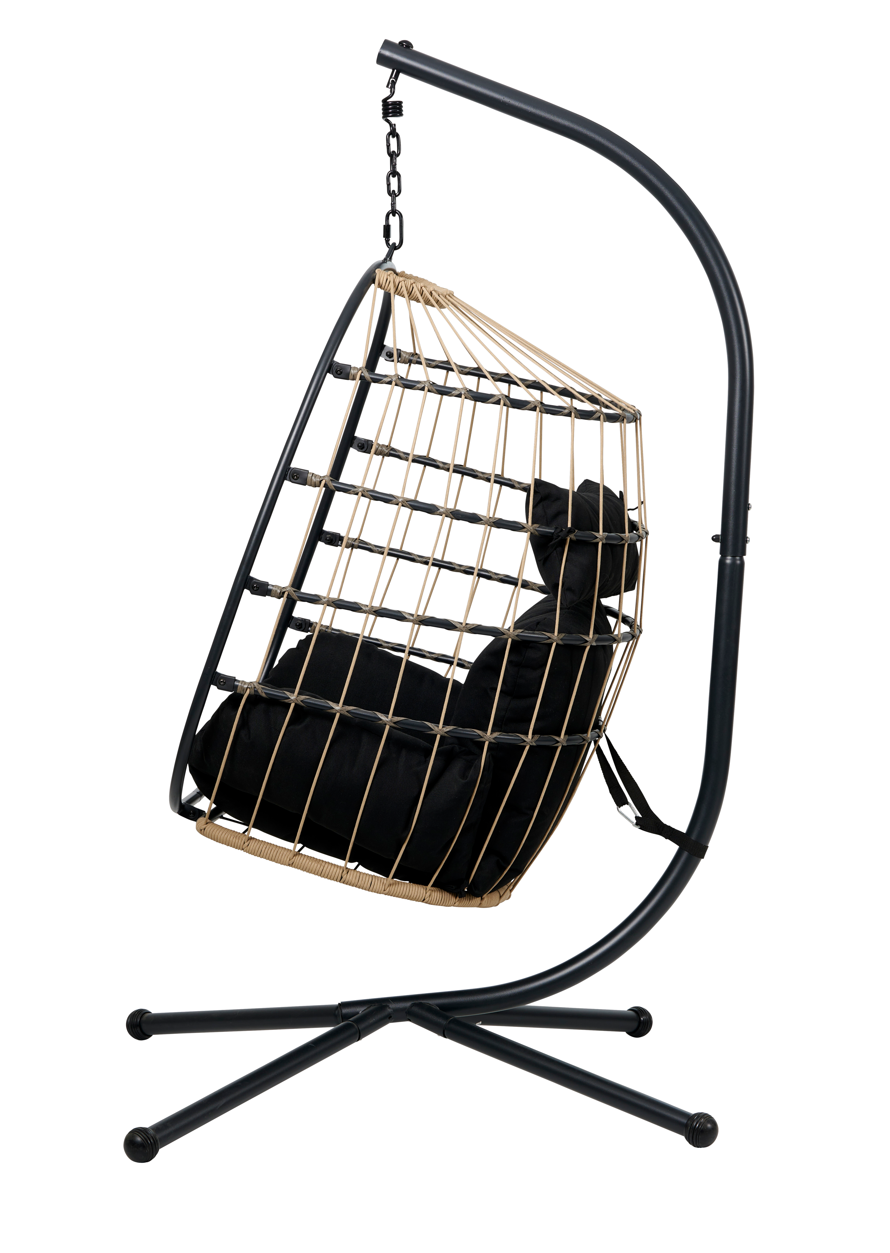 BAZAI Hangstoel met staander zwartH 190 x B 110 x D 96 cm