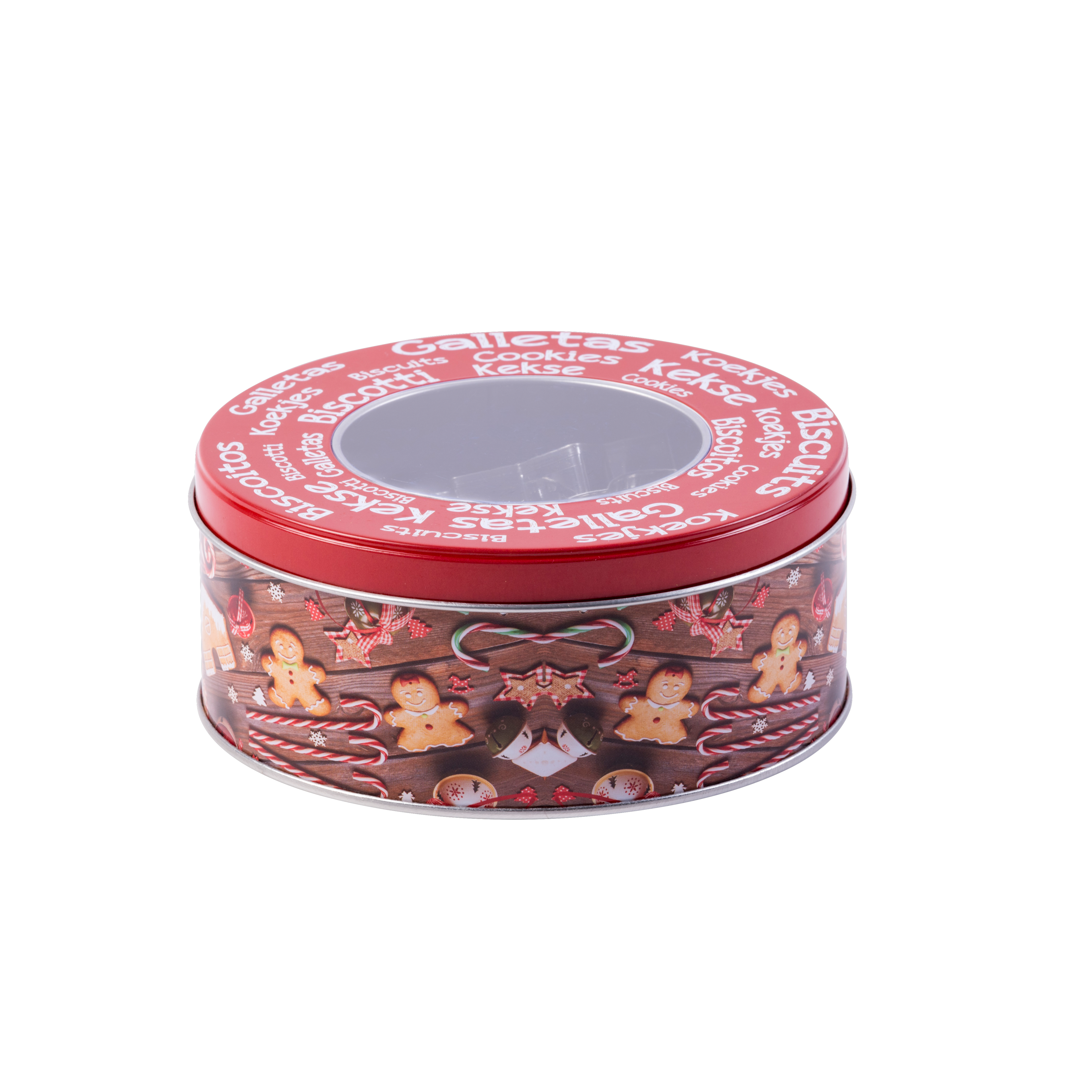 X-MAS Uitsteekvormpjes set van 8 in blikken doos zilverH 5,7 cm - Ø 13,5 cm