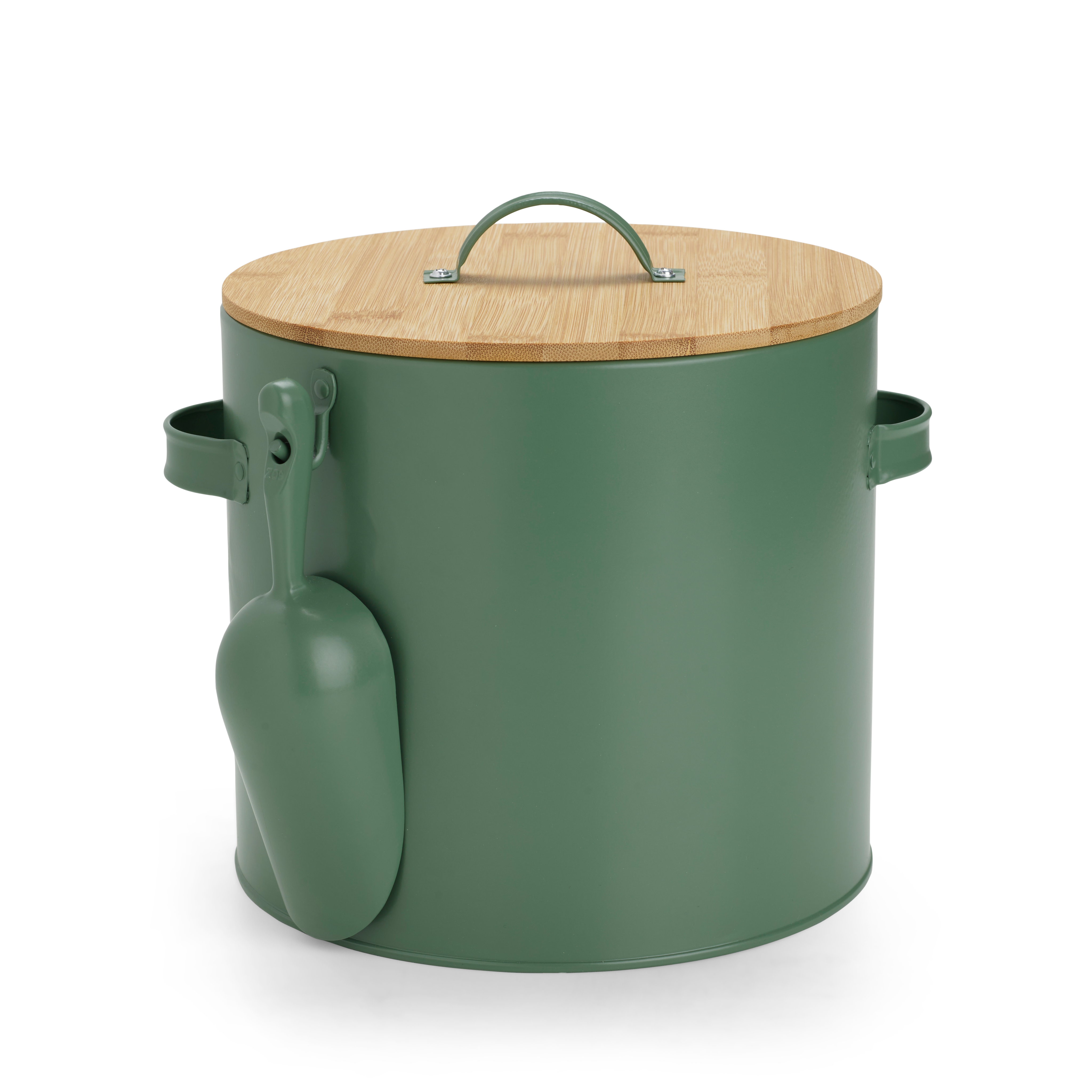 SENDAI Bewaardoos met schepje groen, naturelH 20 cm - Ø 23 cm