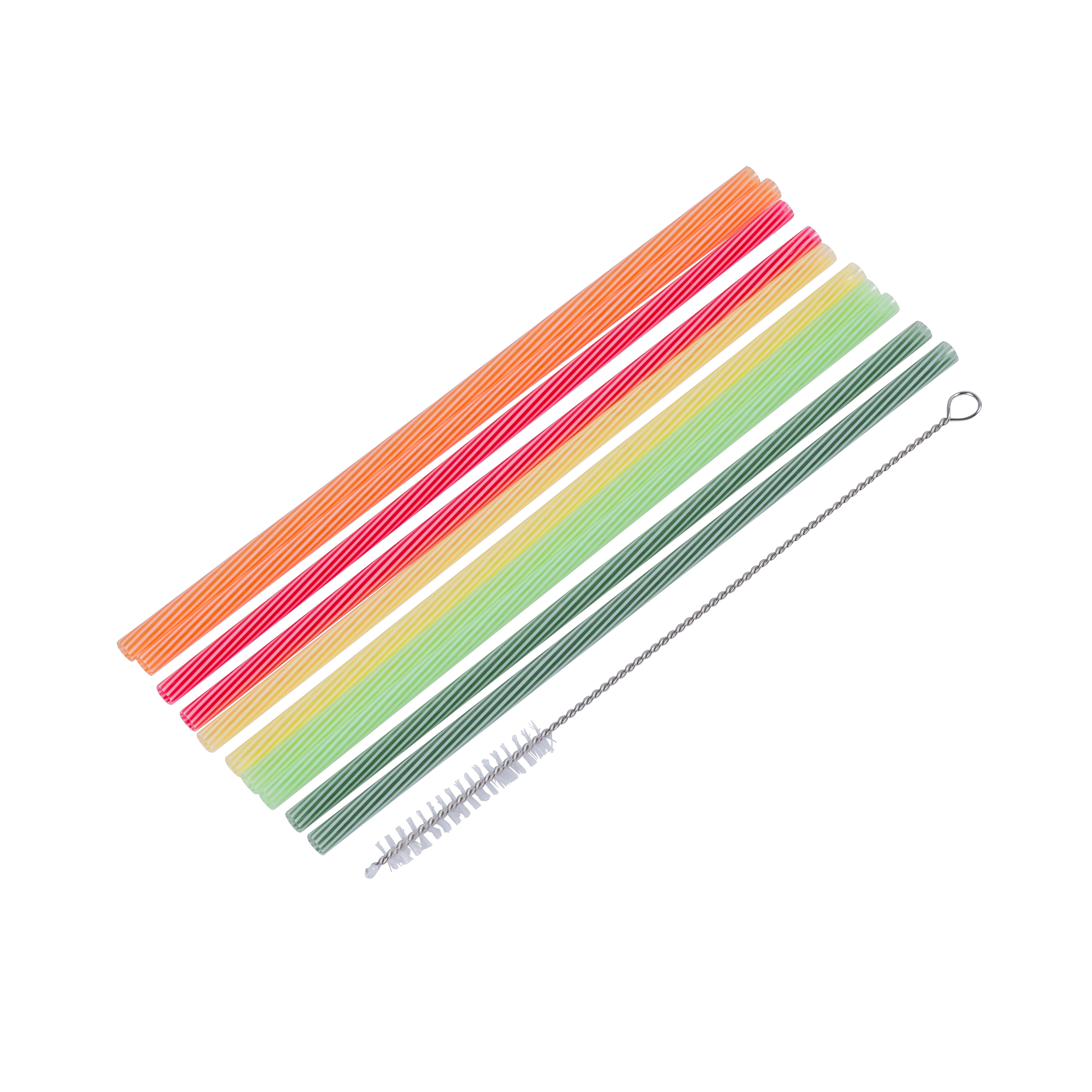 ECO PARTY Herbruikbare rietjes met borstel mix van 5 kleurenL 23 cm - Ø 0,6 cm