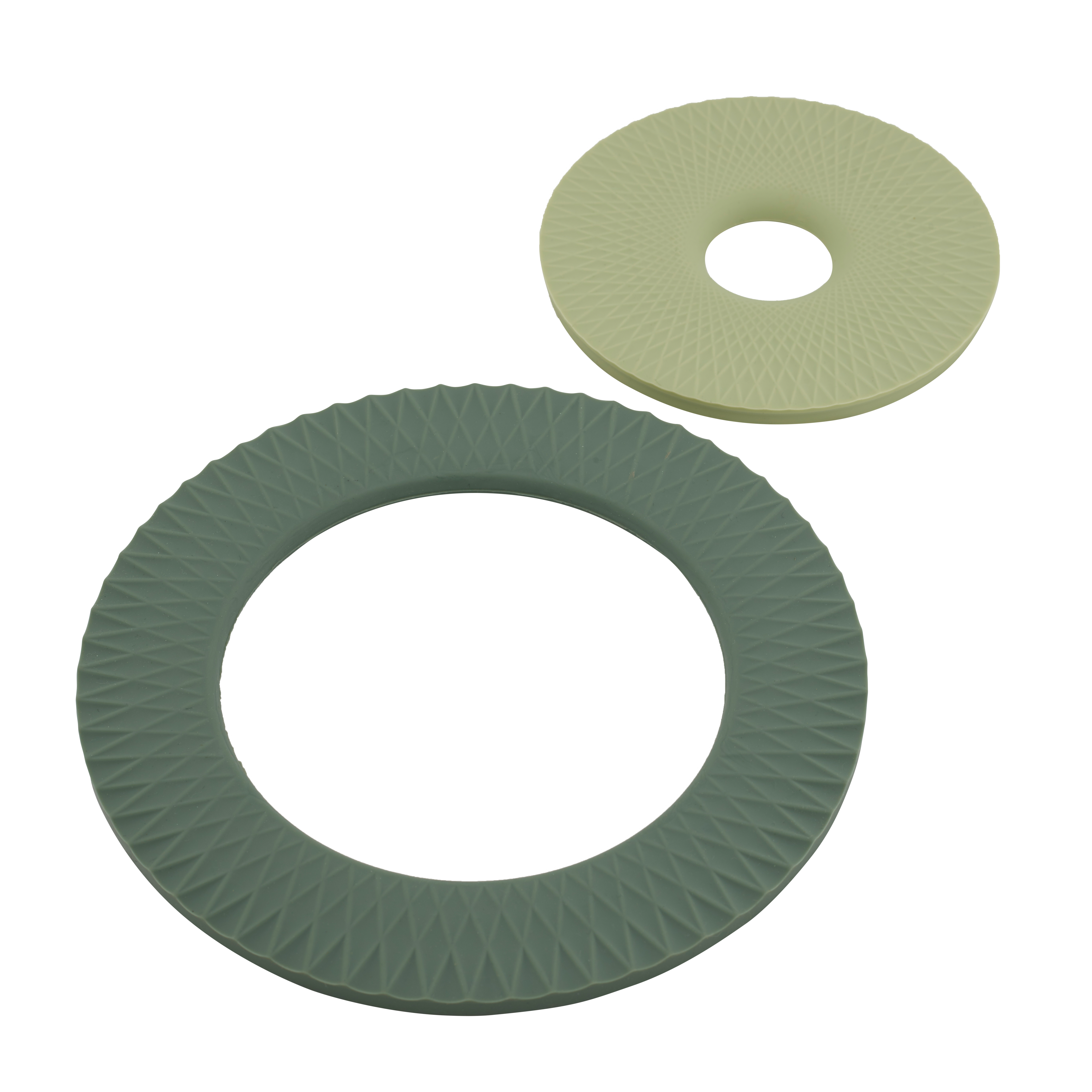 CUISINO Panonderzetters set van 2 2 kleuren munt, donkergroenB 0,8 cm - Ø 12,8 cm - Ø 20 cm