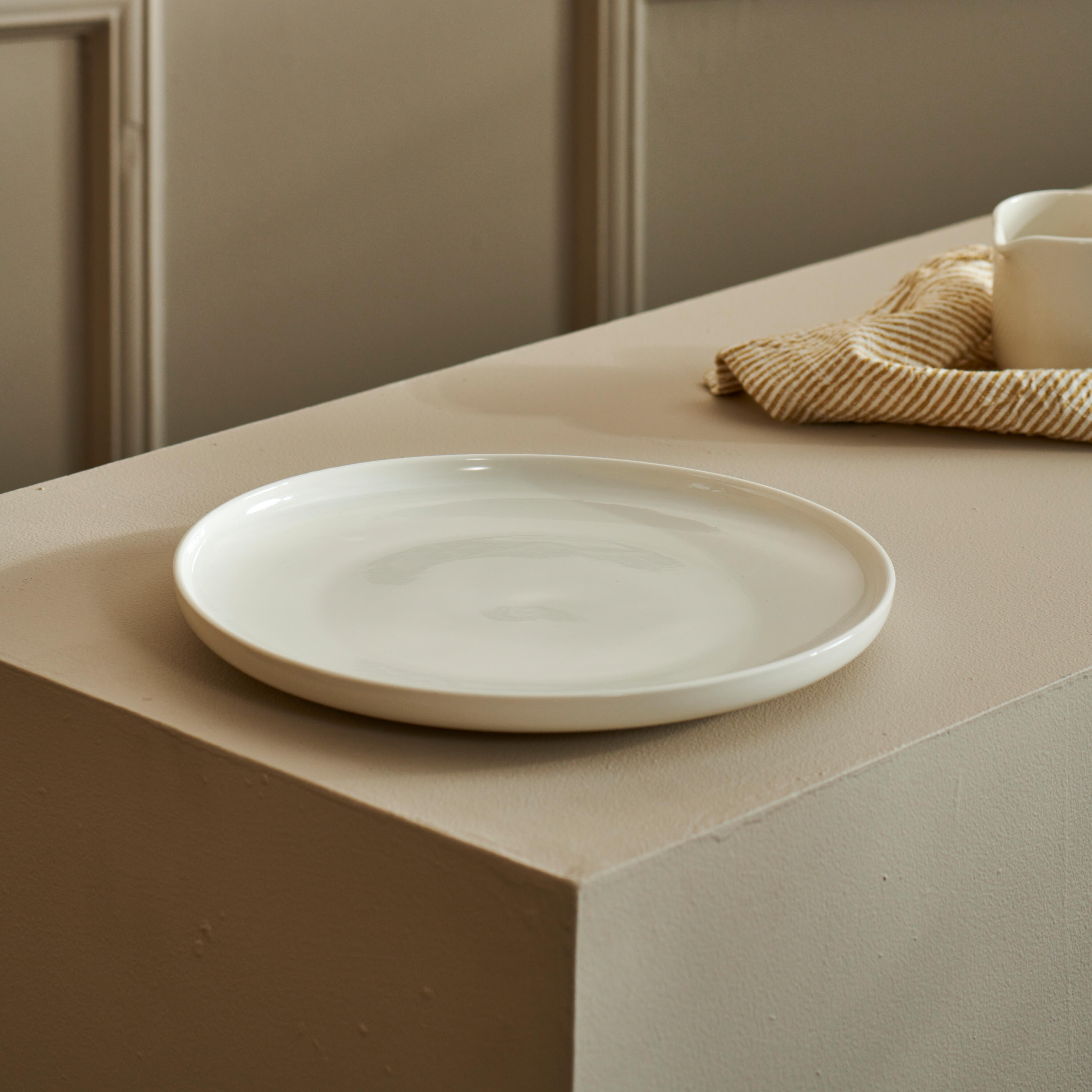 MOON Plat bord wit - set van 4 H 2 cm - Ø 25 cm