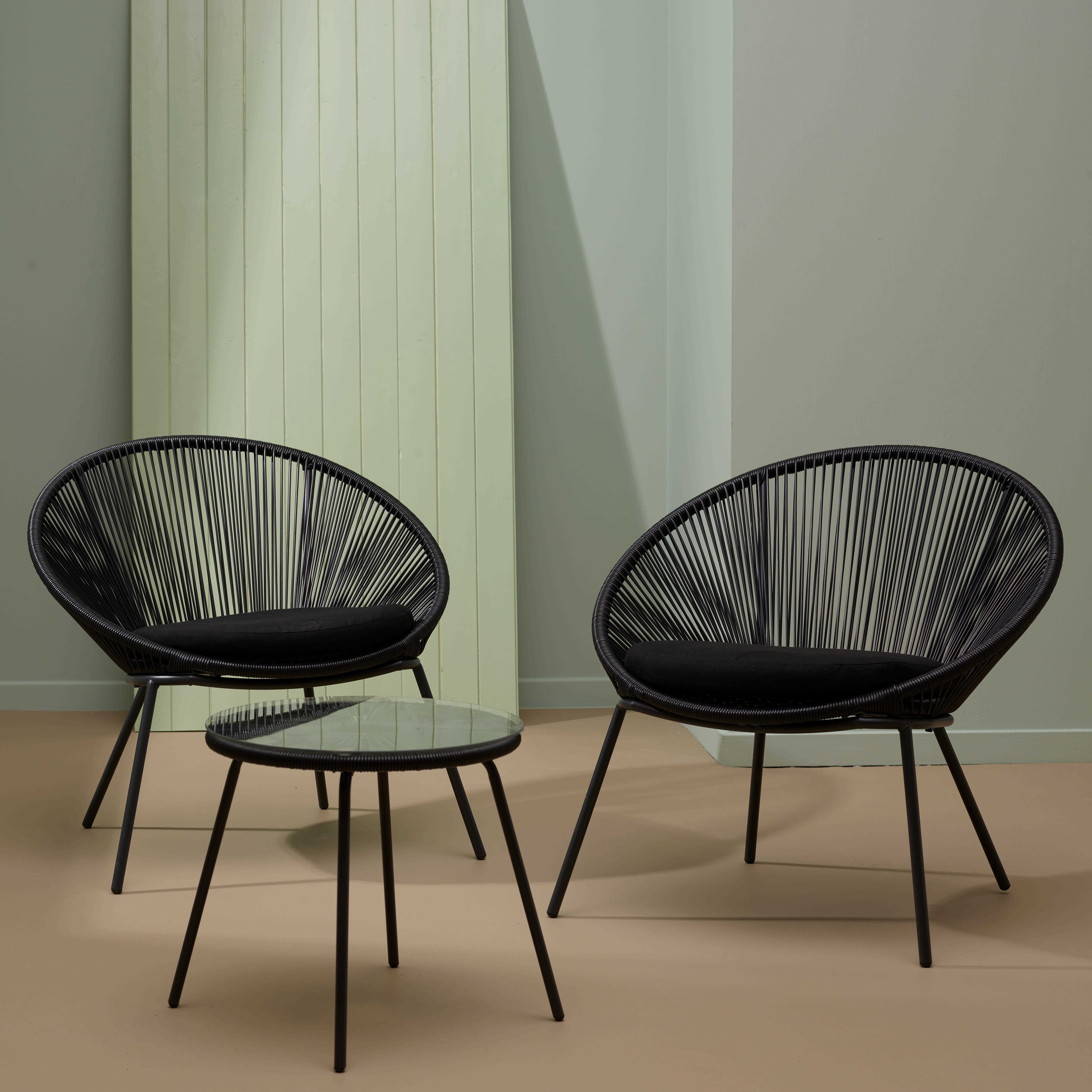 PAPAYO & ACAPULCO Loungeset zwart2 Loungestoelen met loungetafel