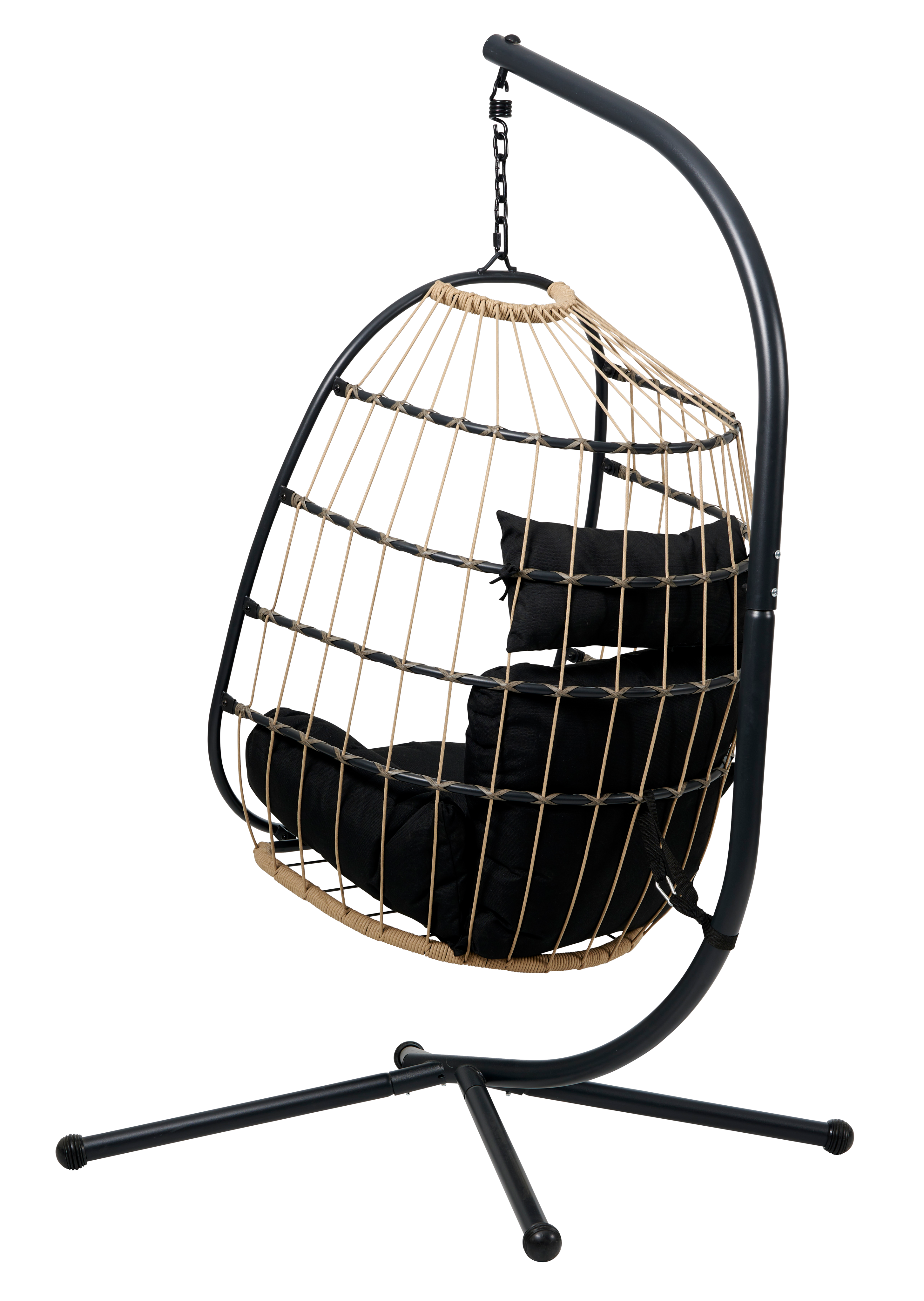 BAZAI Hangstoel met staander zwartH 190 x B 110 x D 96 cm