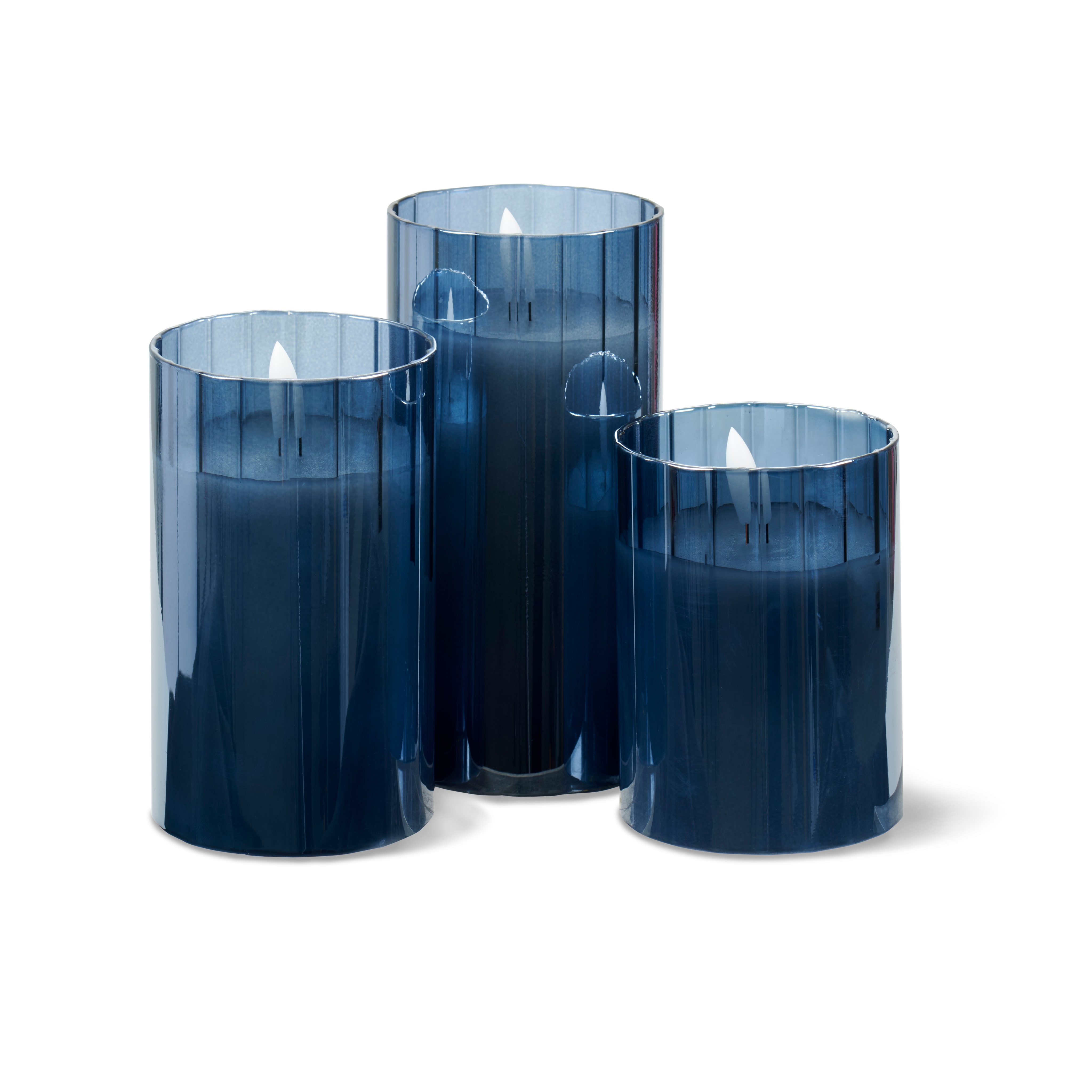 LED Ledkaars donkerblauwH 15 cm - Ø 7,5 cm