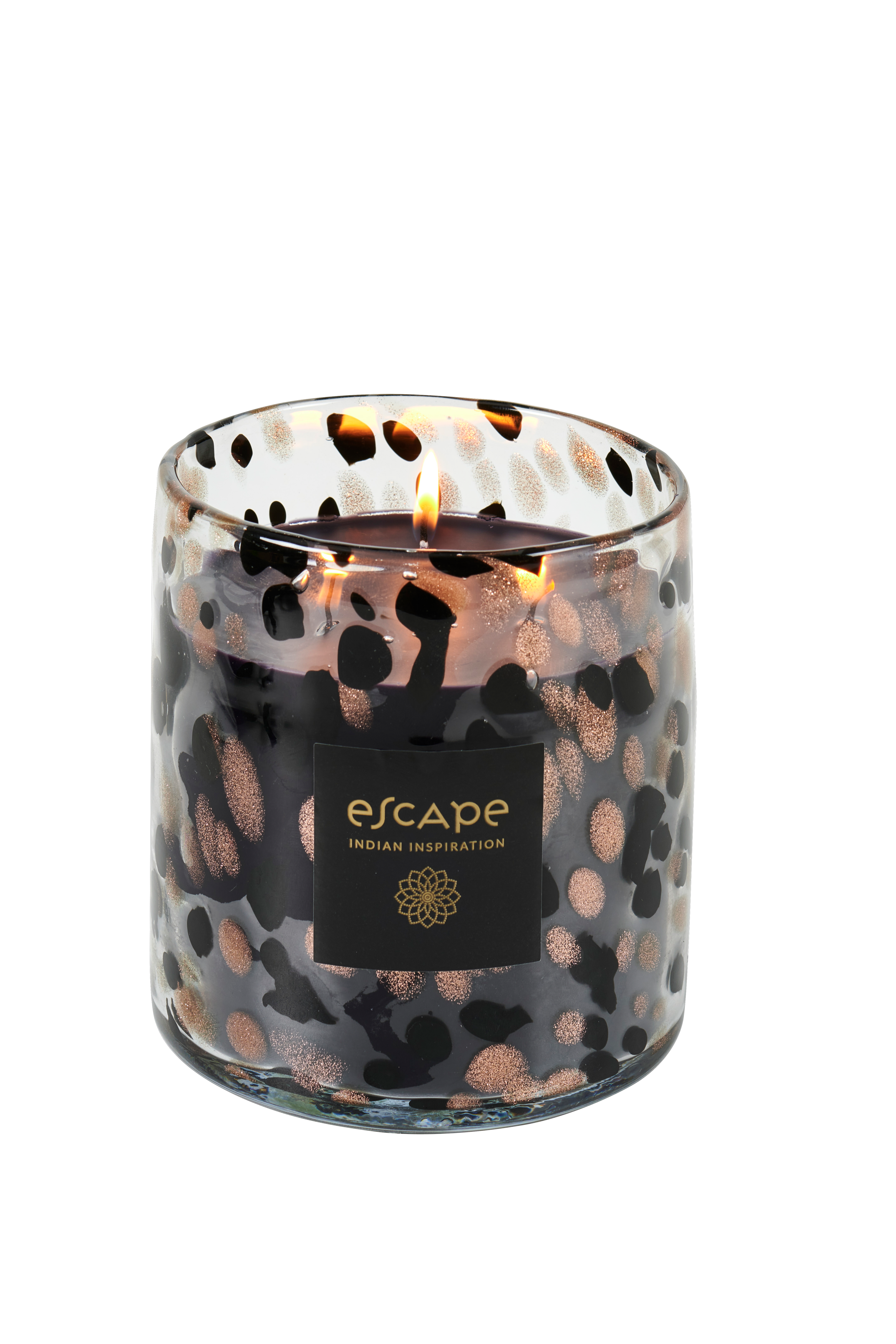 ESCAPE INDIAN INSPIRATION Geurkaars zwart, koper, multicolorH 13,5 cm - Ø 12 cm