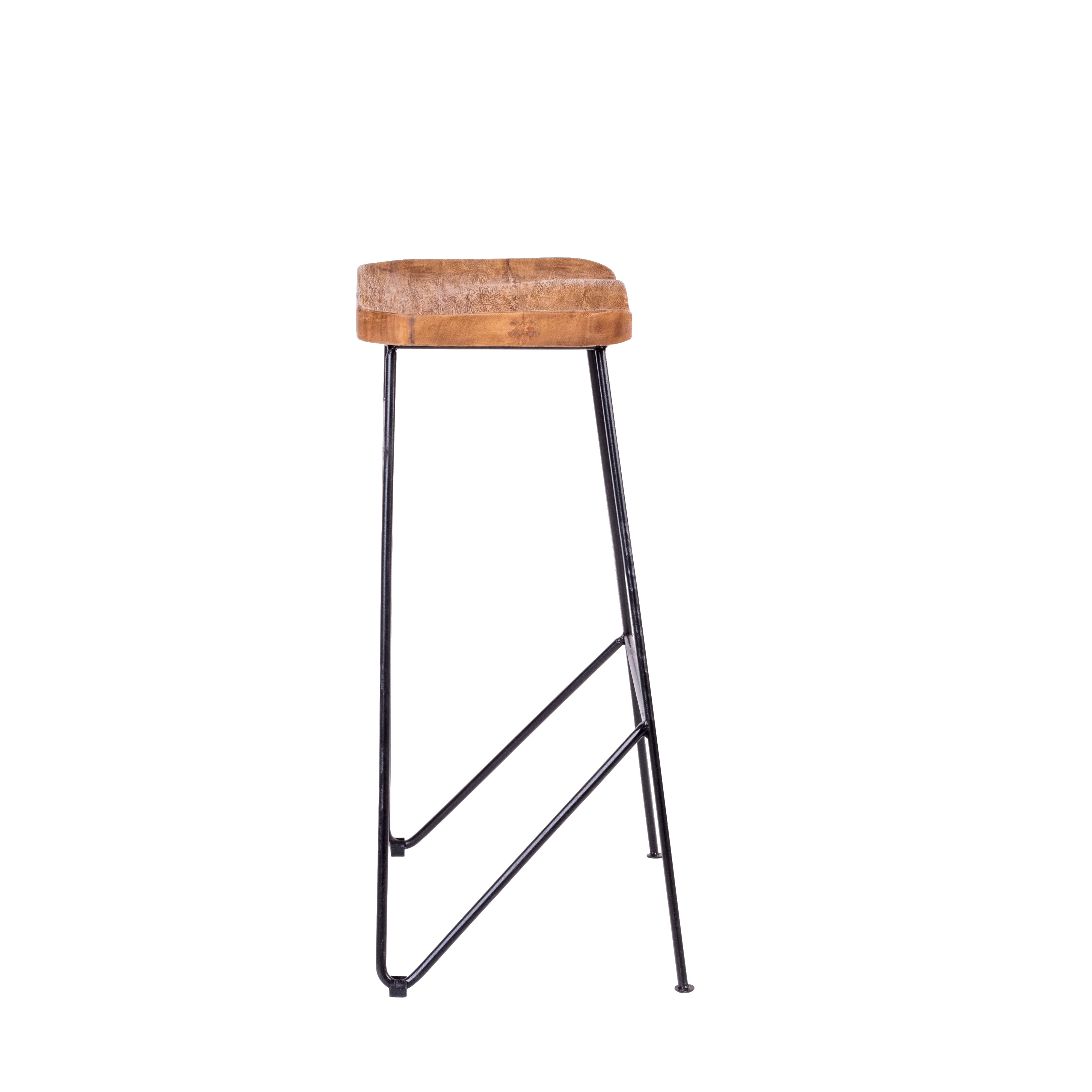 TEAK Barkruk zwart, naturelH 75 x B 40 x D 30 cm