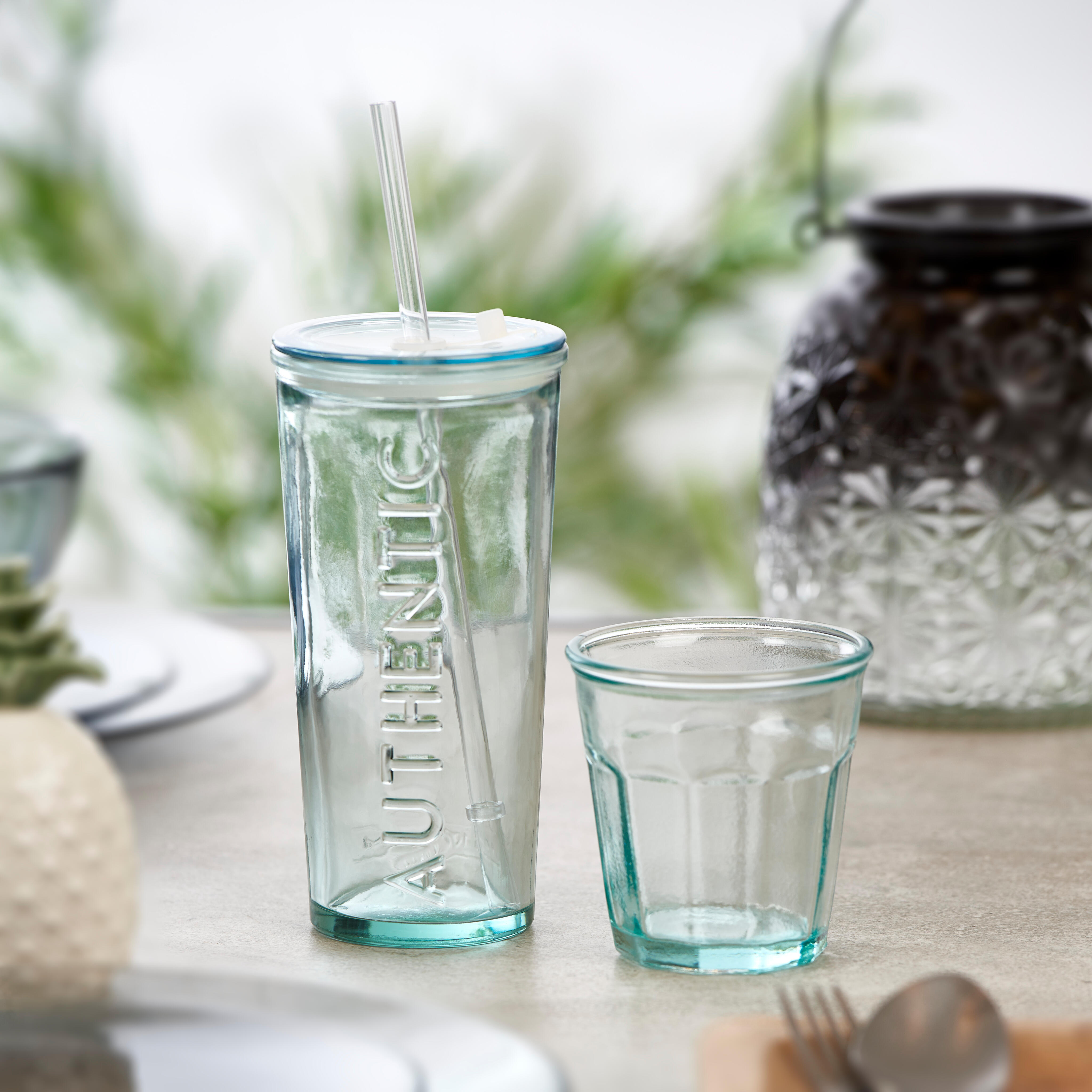 AUTHENTIC Glas met rietje transparant - set van 6 H 17 cm - Ø 8,5 cm