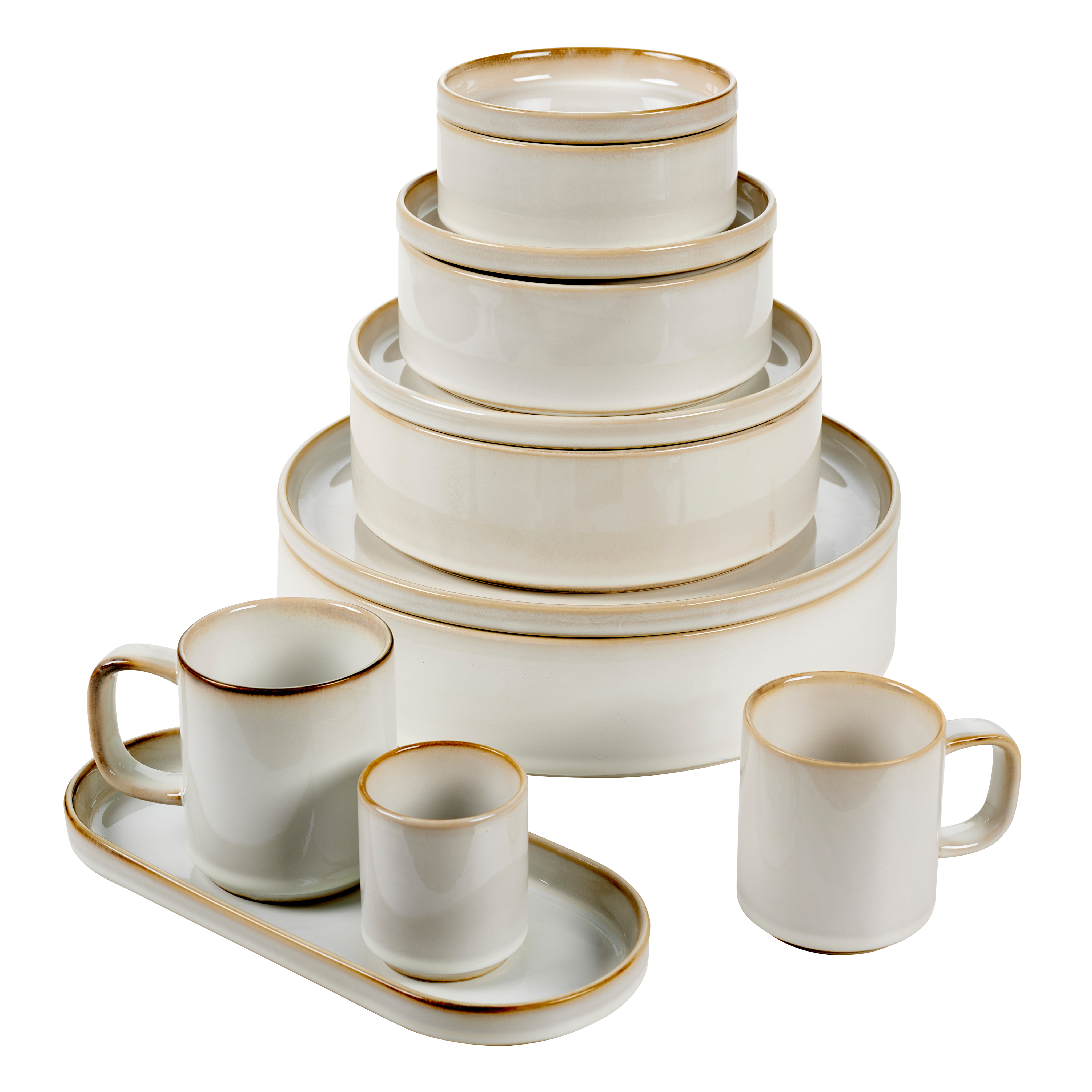 MINERAL MARBLE Bowl 200 CL wit - set van 2 H 6,5 cm - Ø 26,5 cm