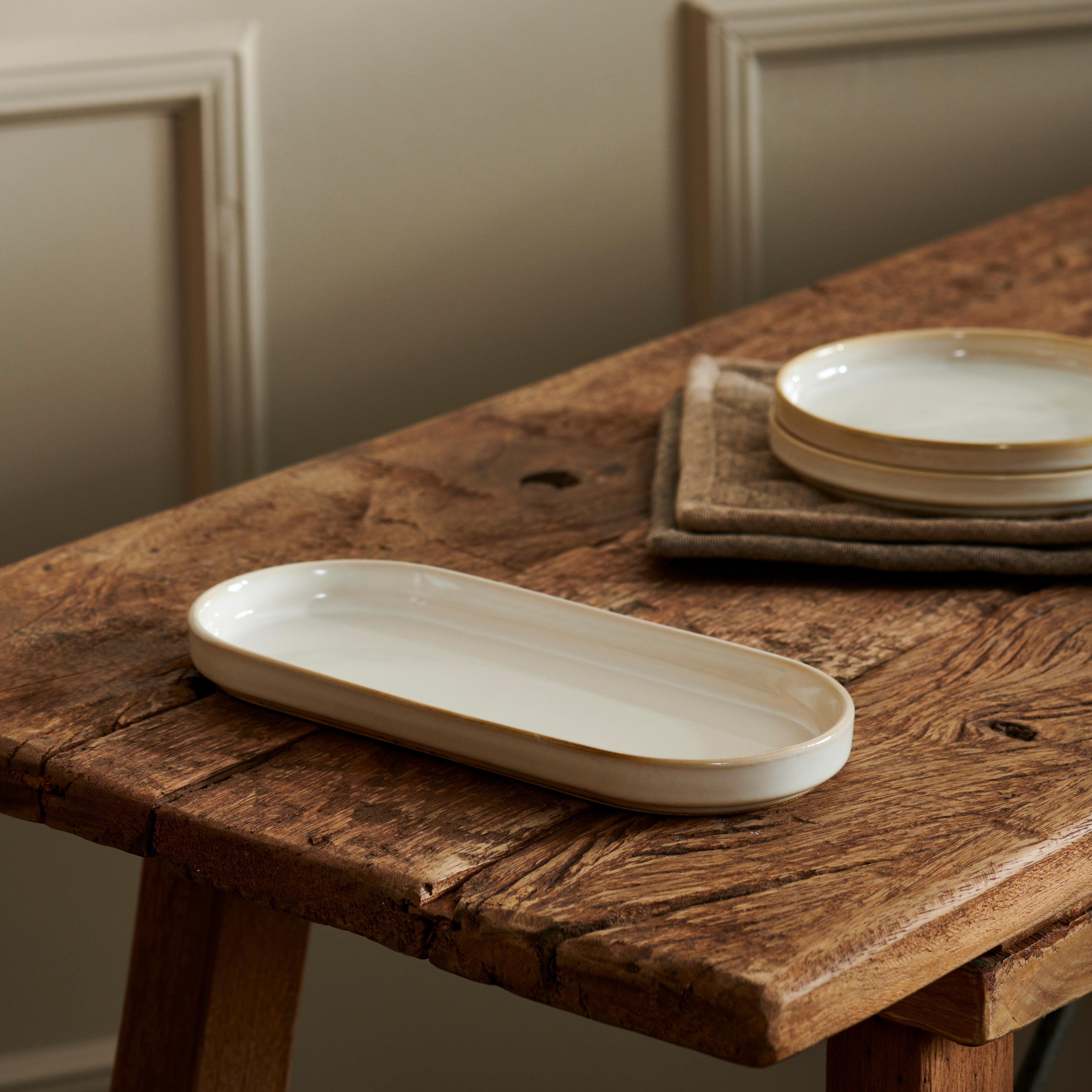 MINERAL MARBLE Bord beige - set van 4 B 25,5 x D 11 cm