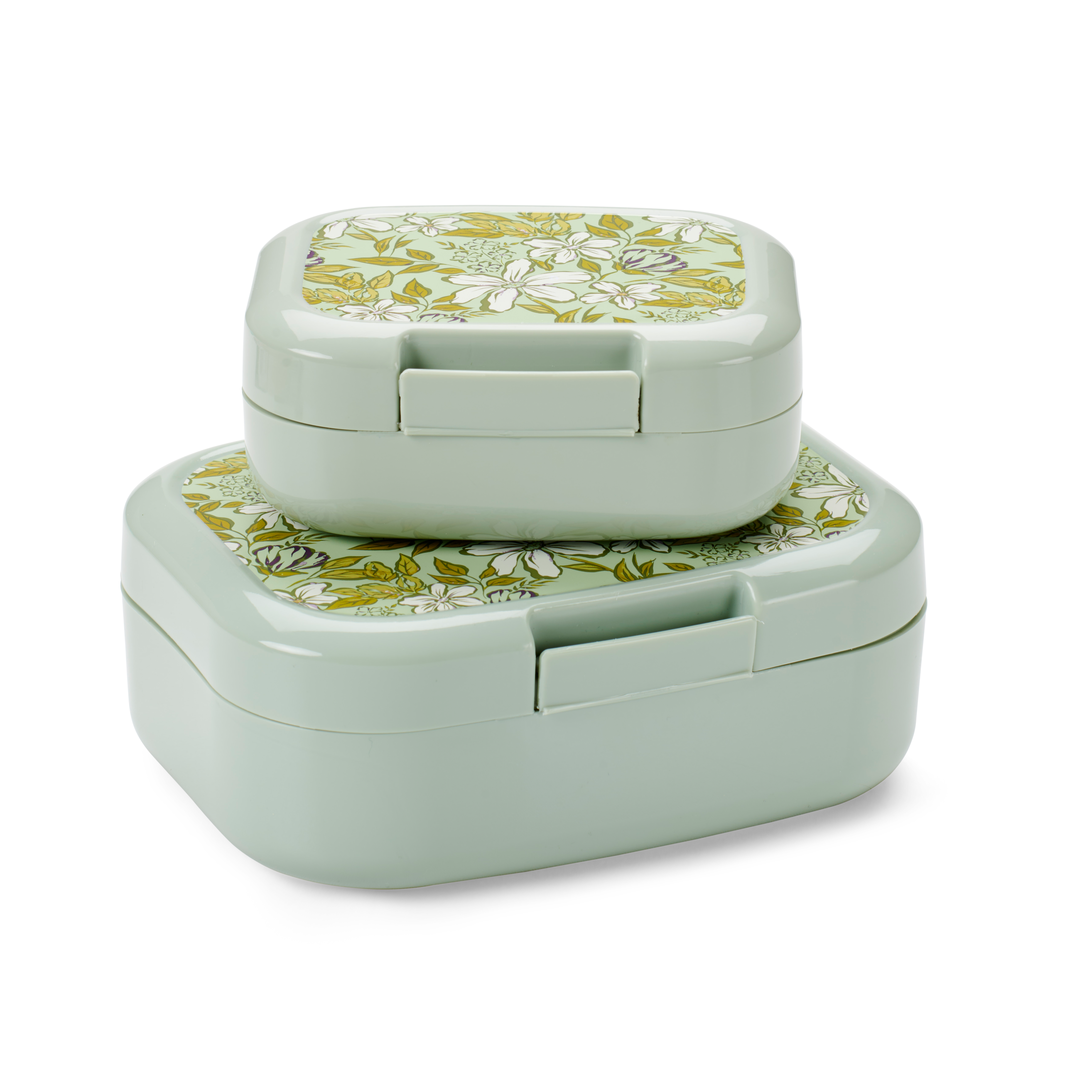 FRESHMOOD Snackdoosje met clip seafoam+print Loulou sea foamH 5 x B 12 x D 9,5 cm