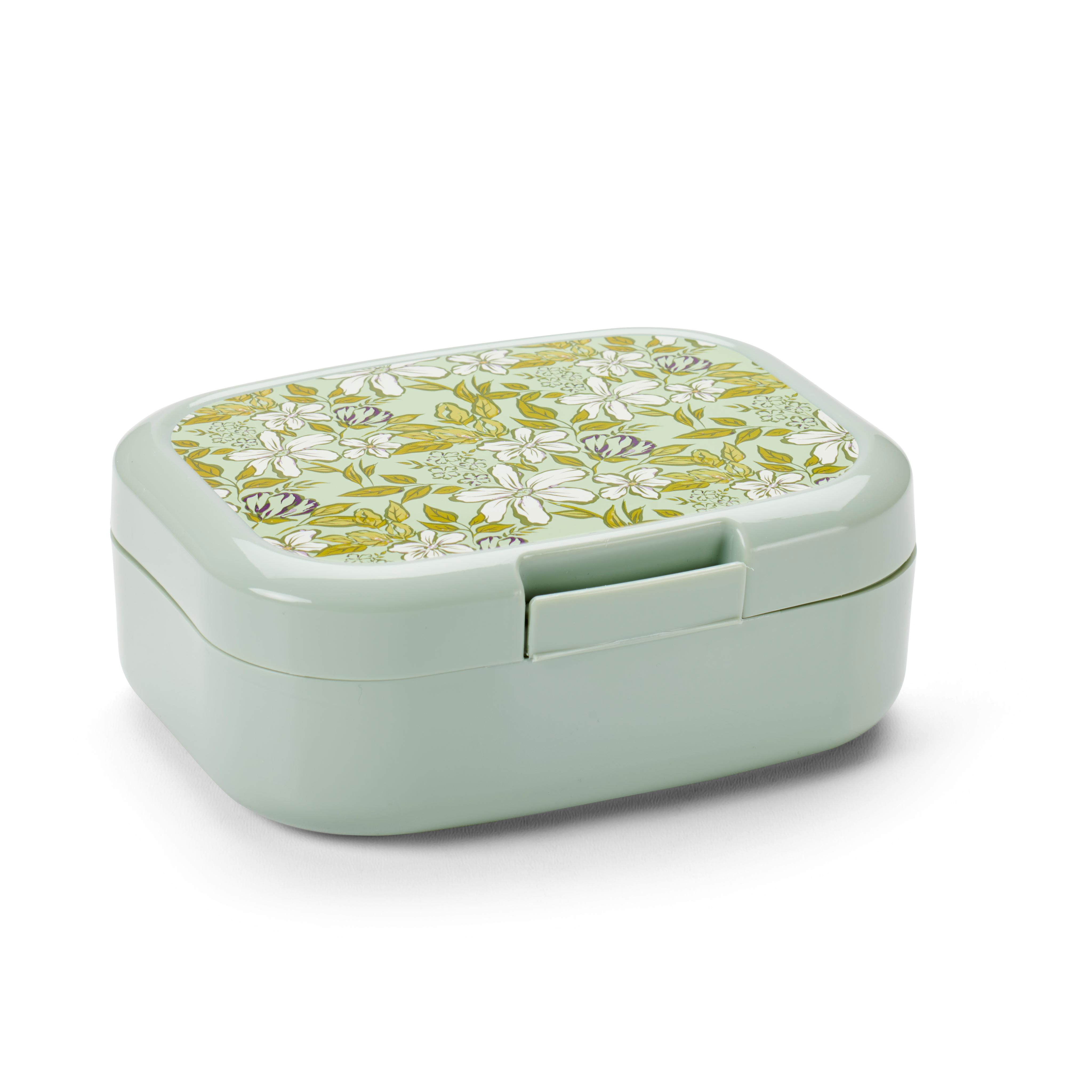 FRESHMOOD Lunchdoos met clip seafoam+print Loulou sea foamH 6,5 x B 16 x D 13 cm