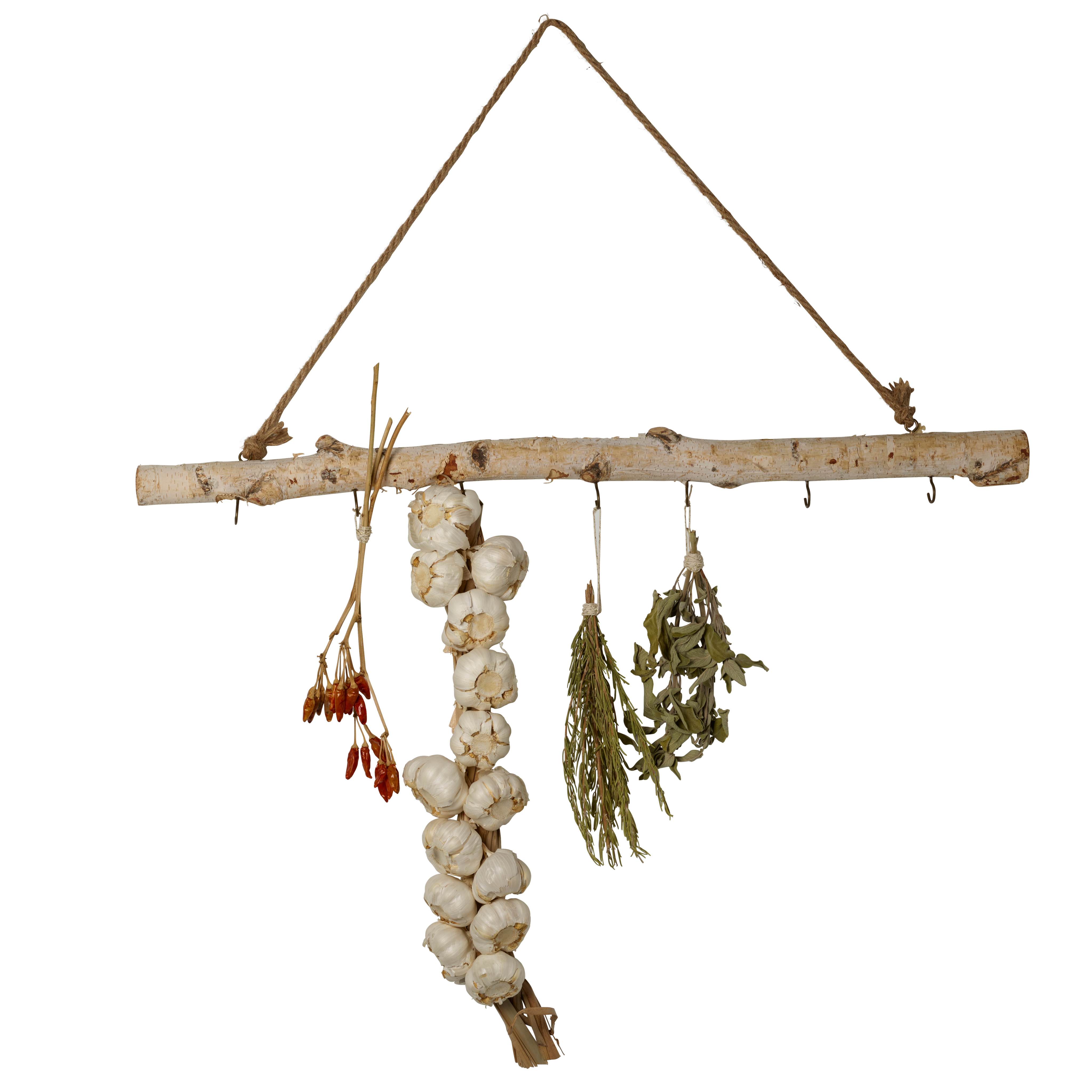 BIRCH Tak met 7 haken naturelL 80 cm