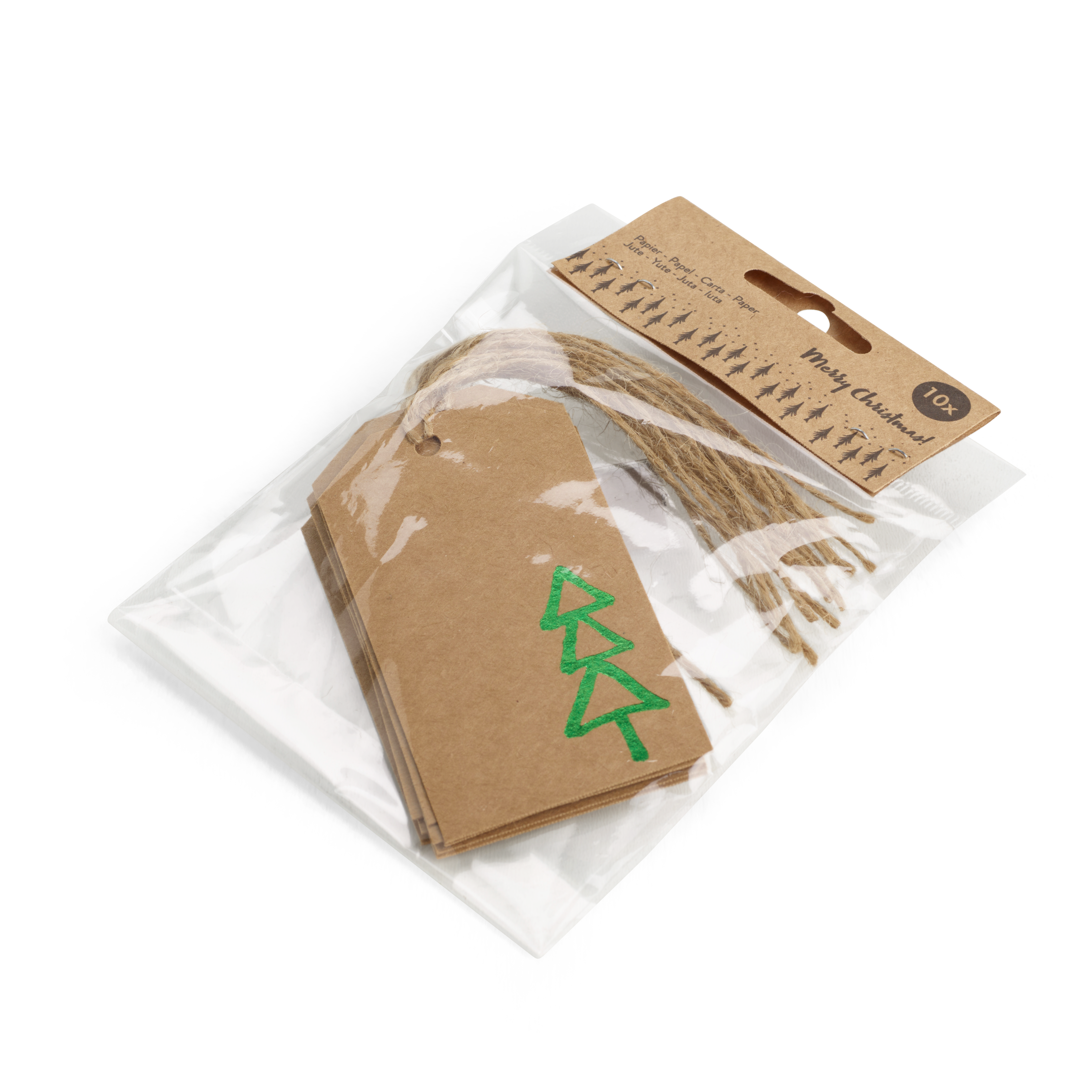 XMAS Labels set van 10 groenB 5 x L 8,7 cm
