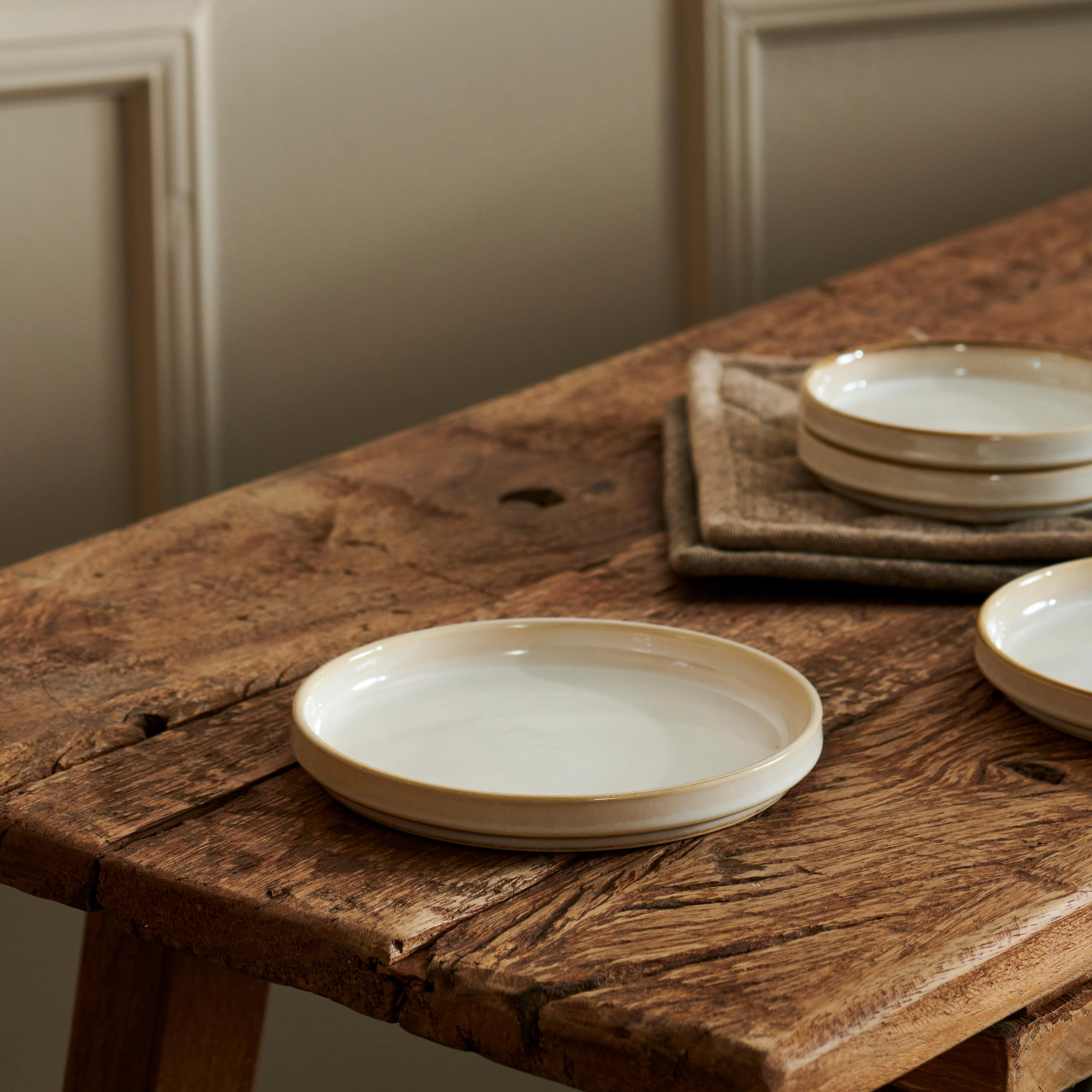 MINERAL MARBLE Bord wit - set van 4 Ø 16 cm