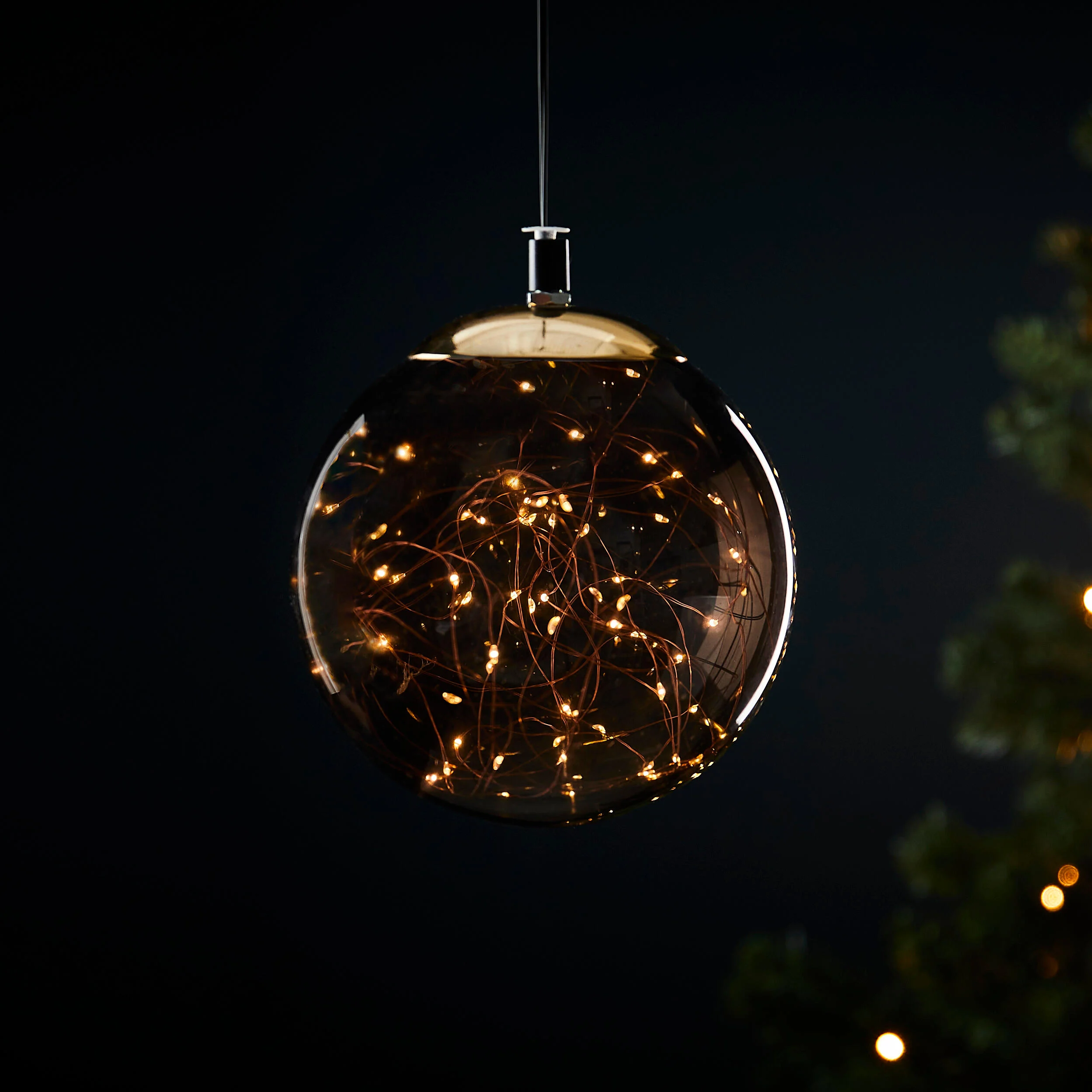 BOLIO Deco bal met 60 leds zwart, bruin, goudØ 16 cm