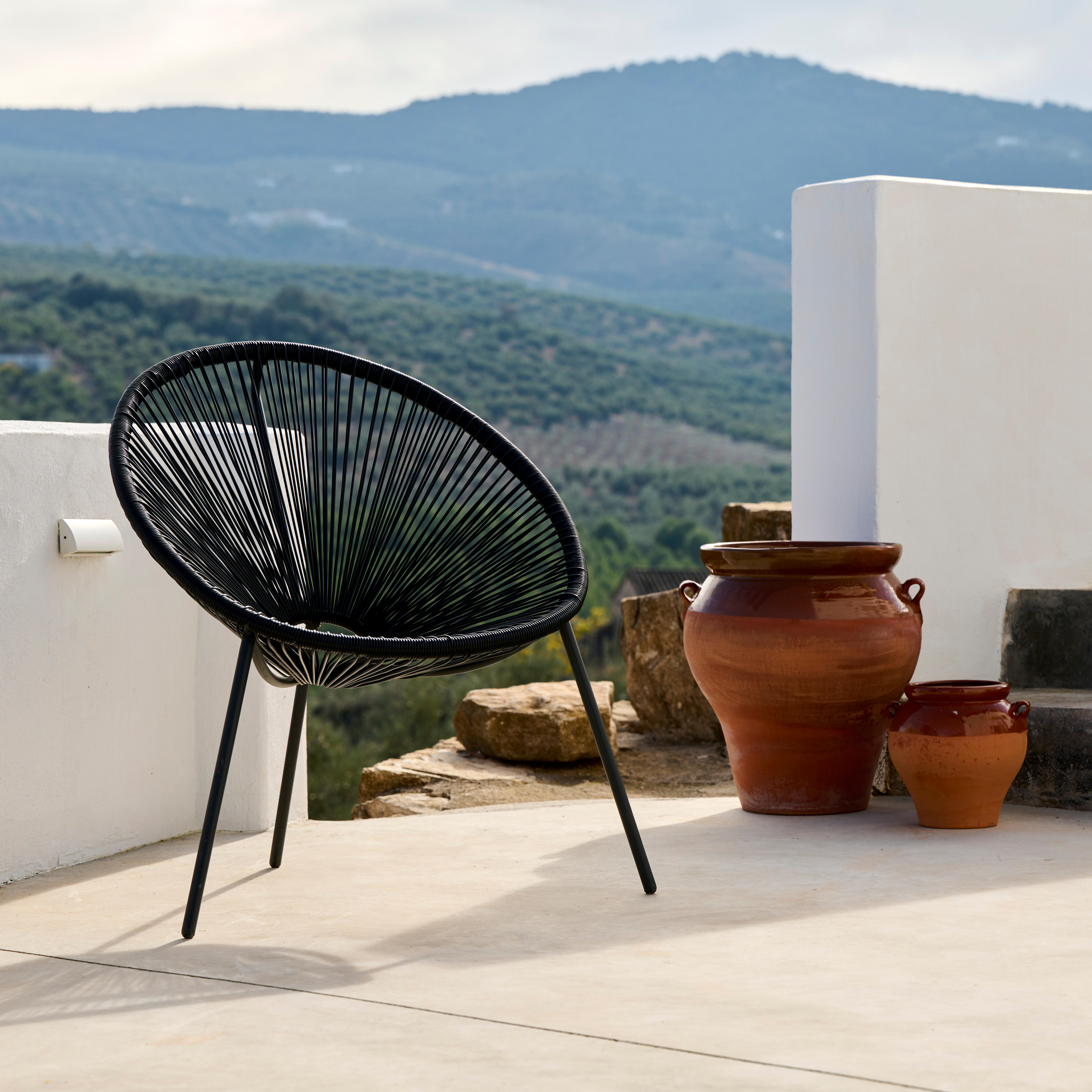 ACAPULCO  Lounge stoel zwartH 82 x B 75 x D 69 cm - CASA