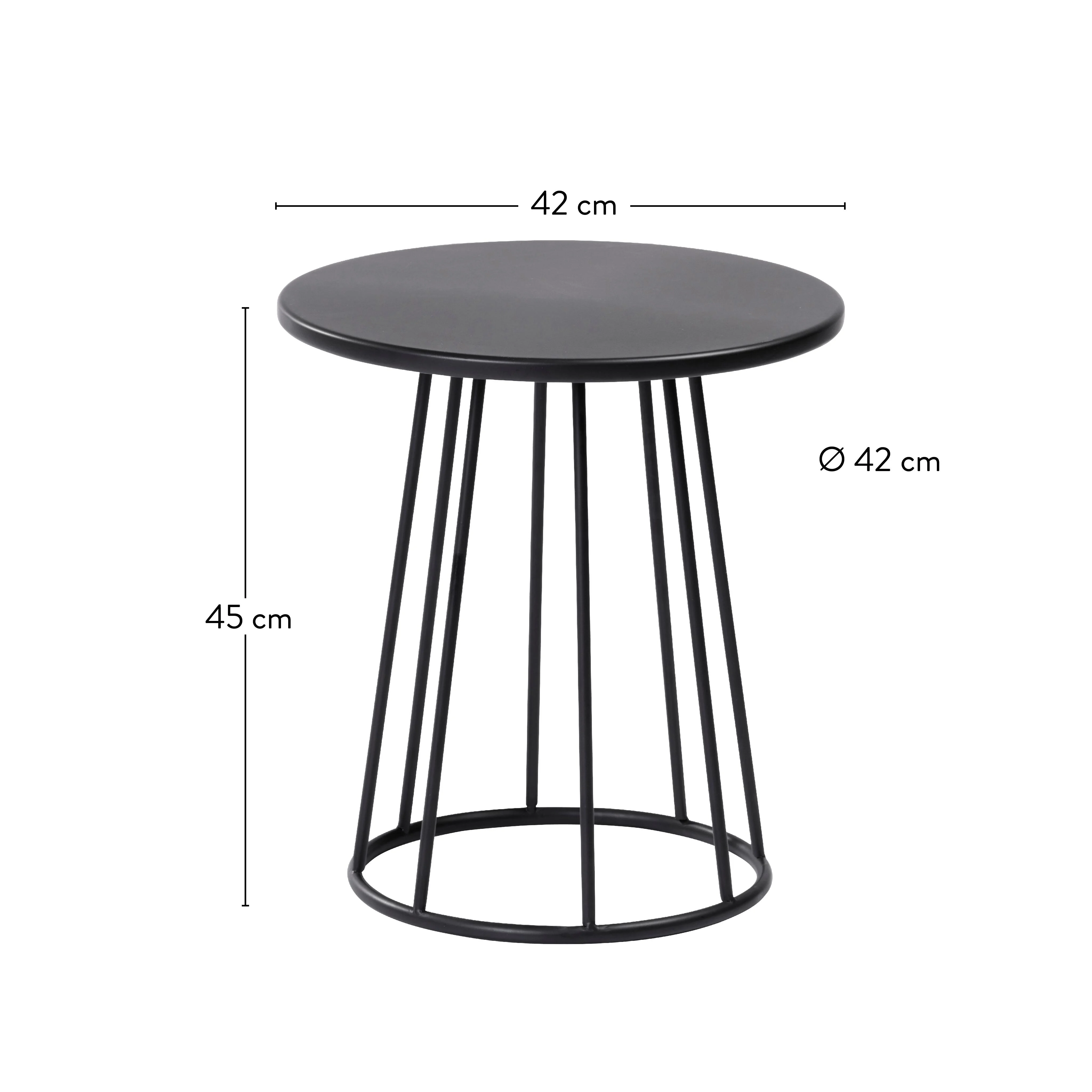 MILLER Bijzettafel zwartH 45 cm - Ø 42 cm