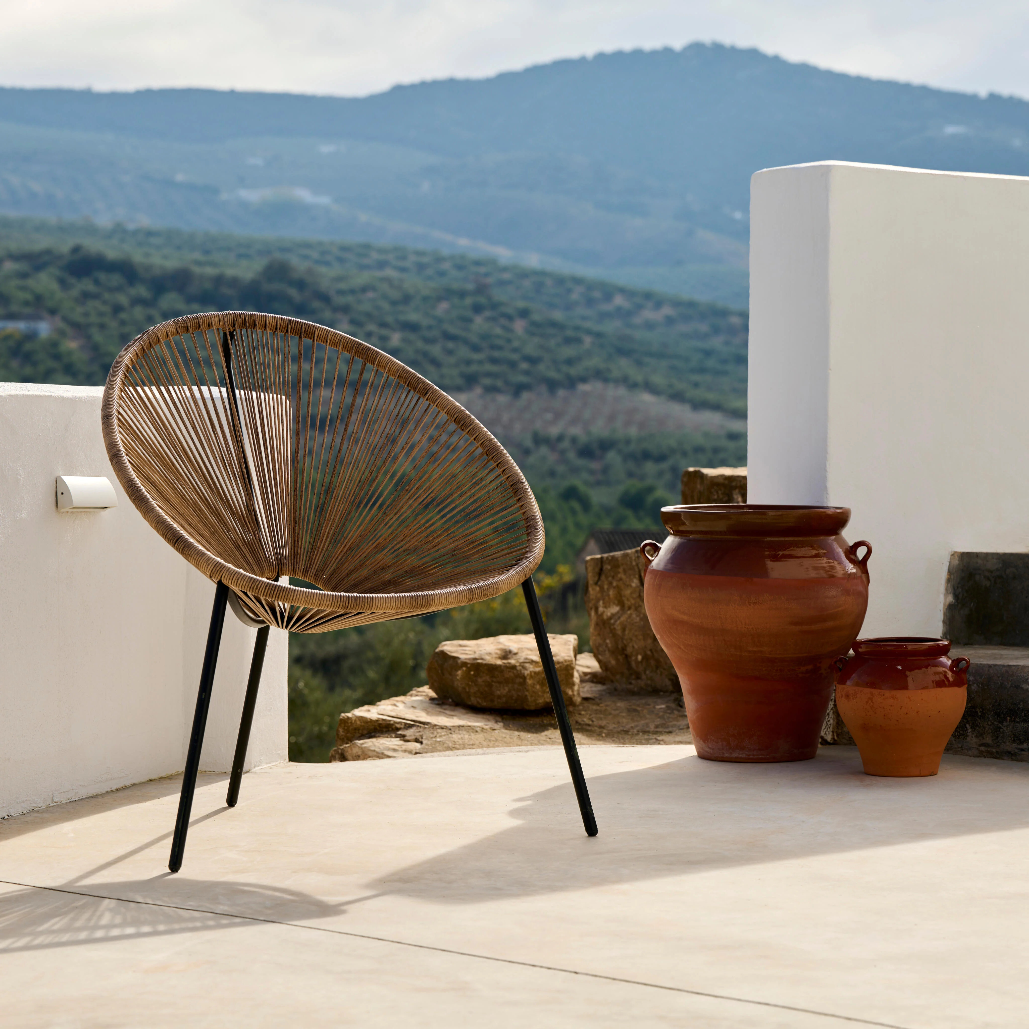 ACAPULCO Lounge stoel zwart, naturelH 82 x B 75 x D 69 cm - CASA