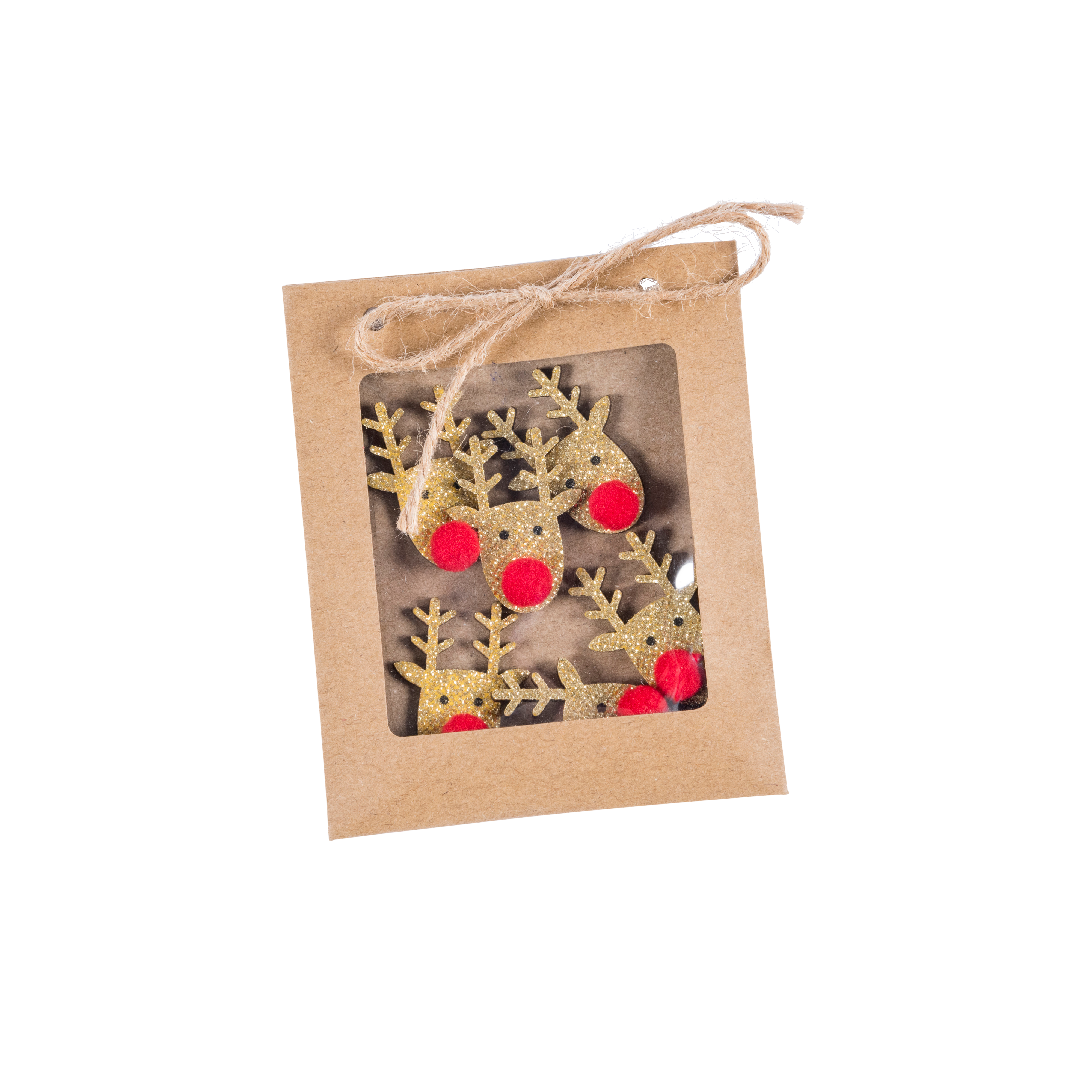 NOSY Strooidecoratie set van 6 rood, naturelH 4 x B 3 cm