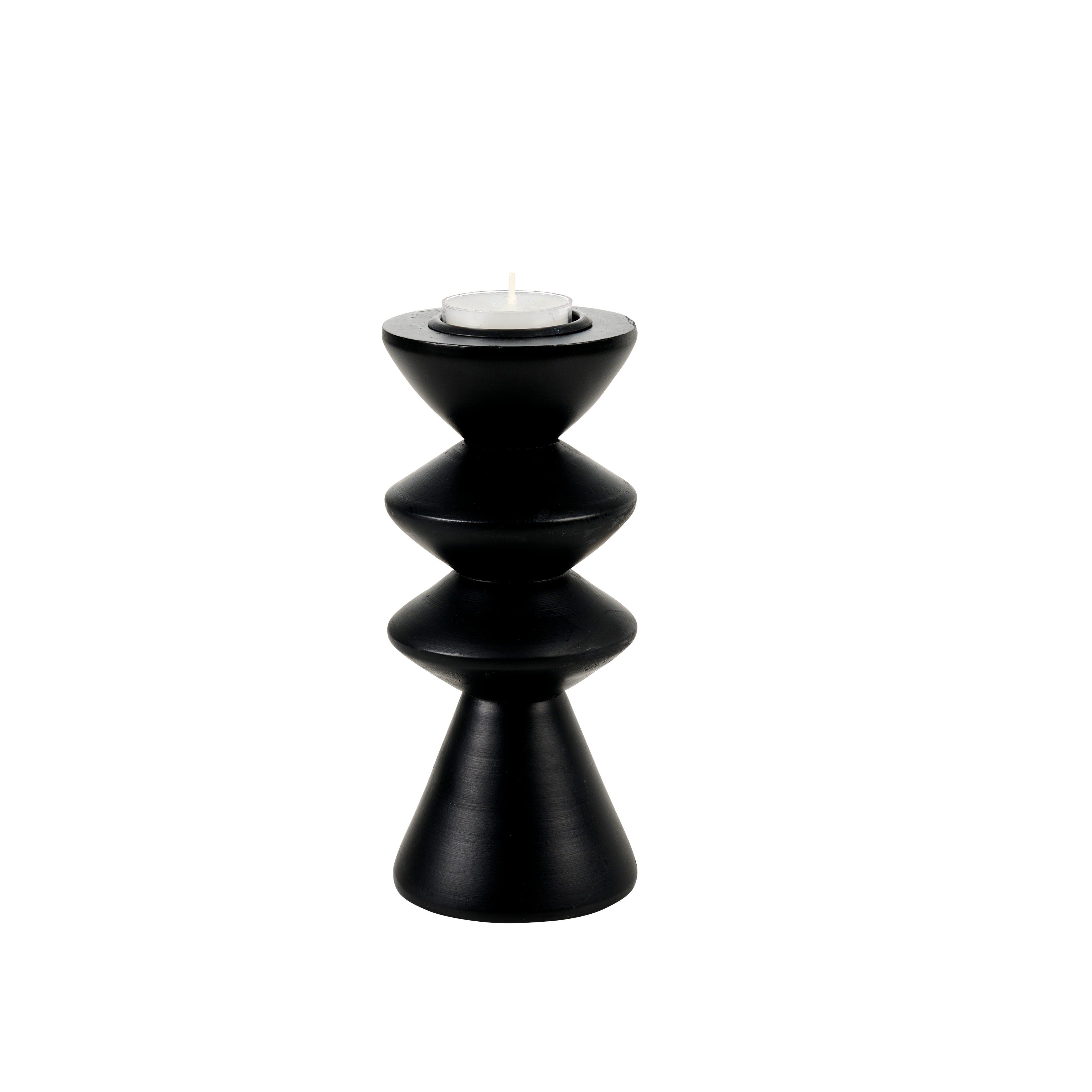 ZIGZAG Theelichthouder zwartH 17,5 cm - Ø 7,3 cm