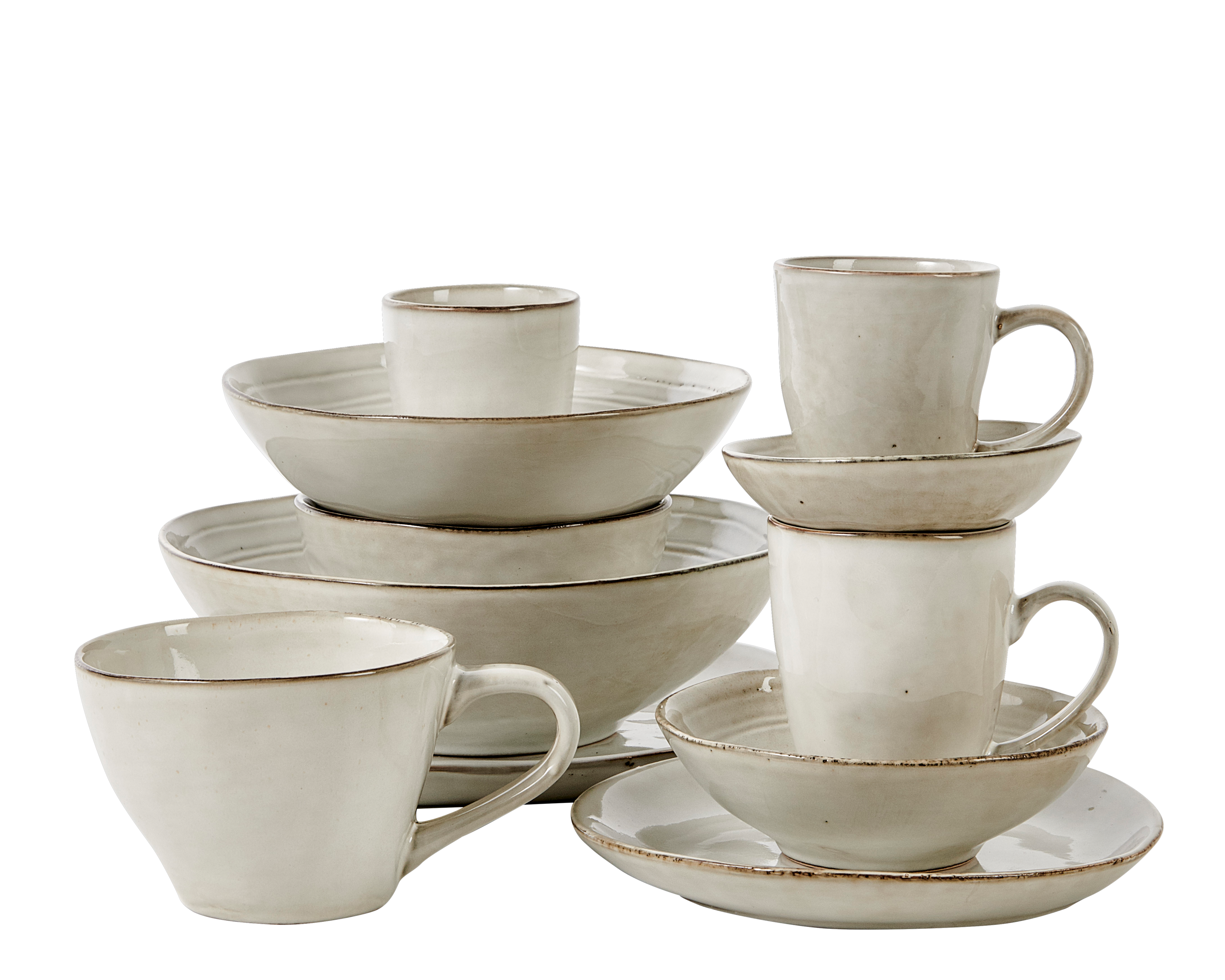 EARTH MARL Mok met handvat 20 CL crème - set van 4 H 8,5 cm - Ø 7,5 cm