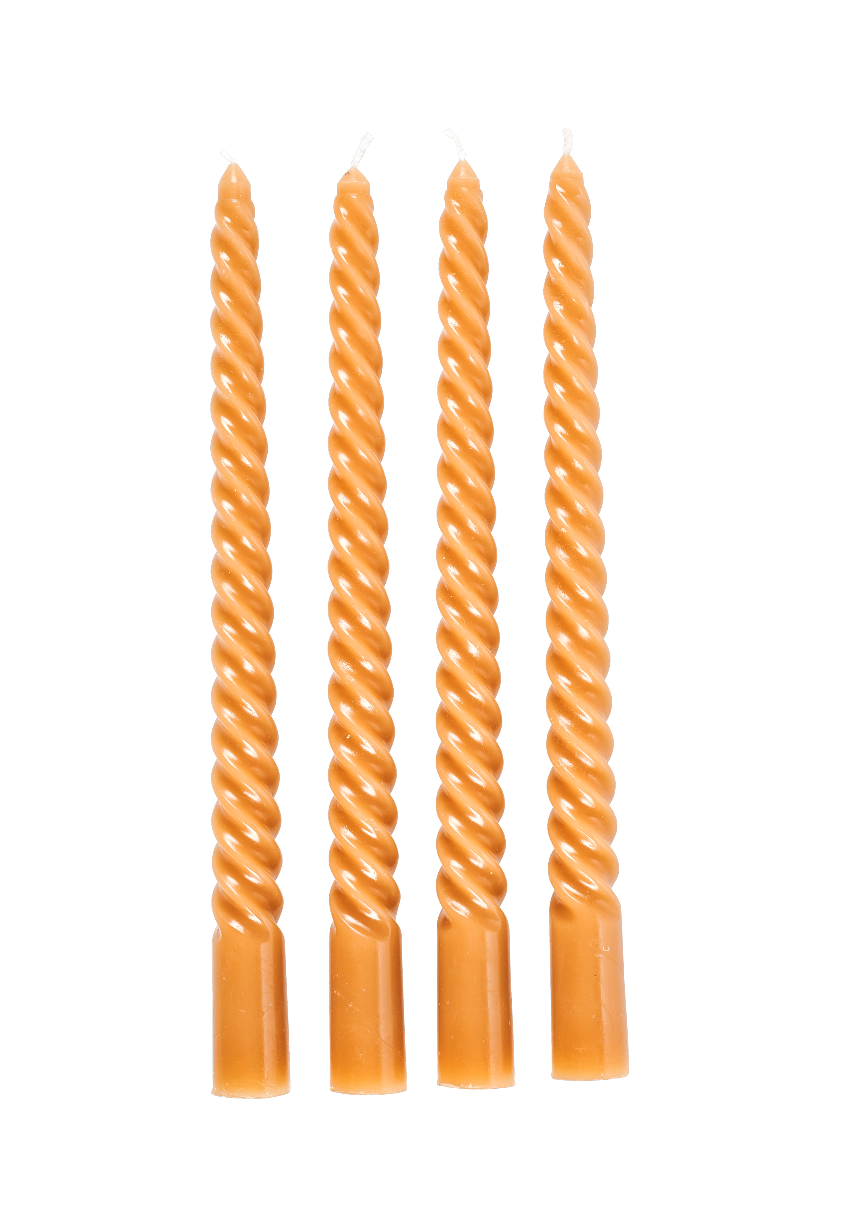 TWIST Gedraaide kaarsen set van 4 oranjeH 25 cm - Ø 2,2 cm