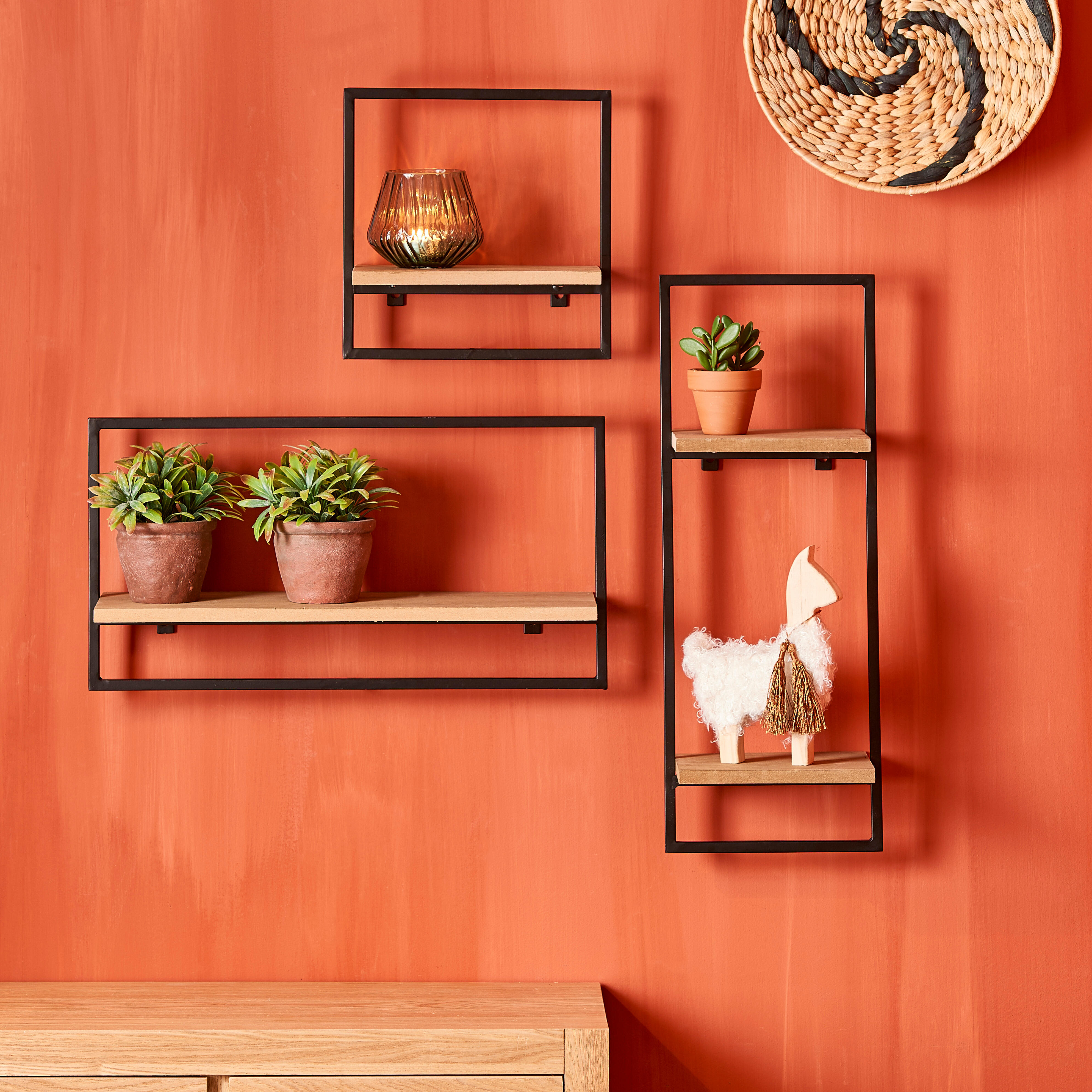 MIX&MATCH Hangrek zwart, naturelH 25 x B 48 x D 15 cm