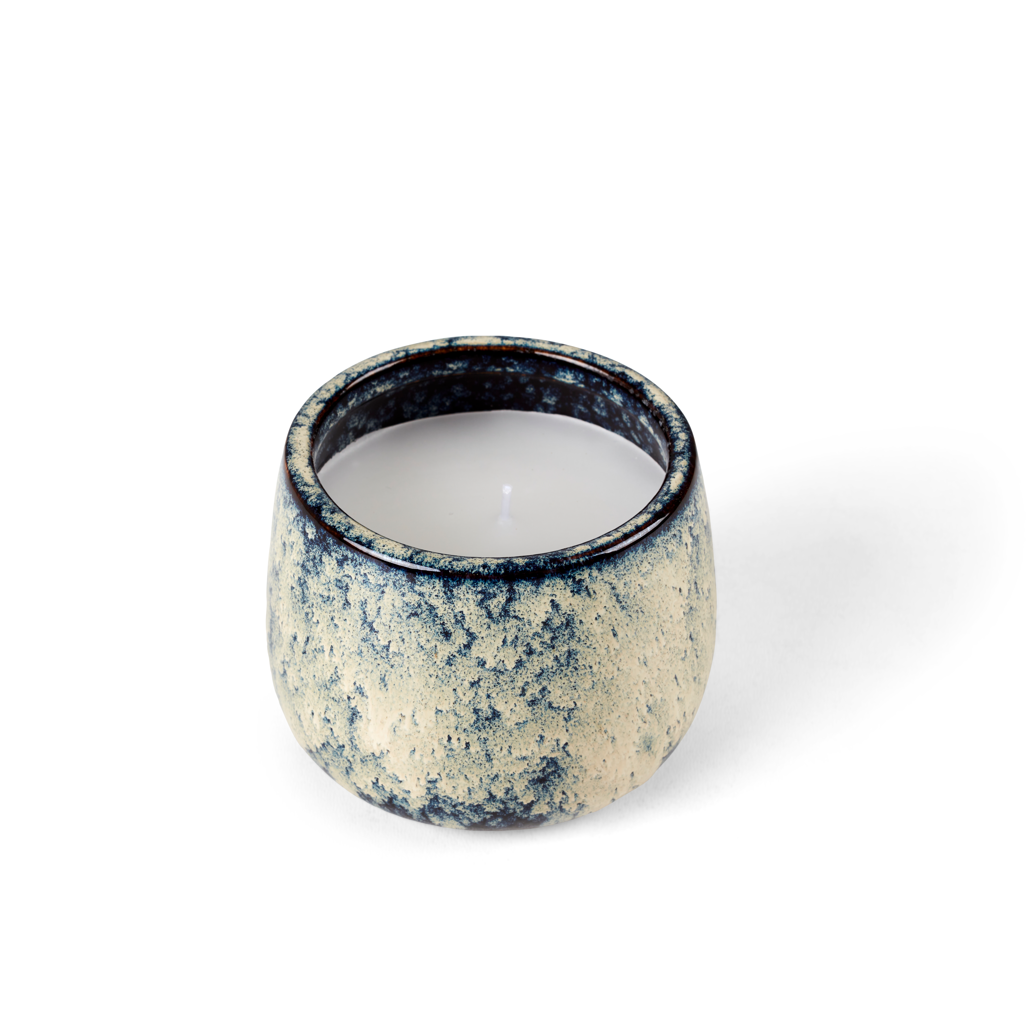 CERAMIC Kaars in pot blauwH 8 cm - Ø 9,5 cm