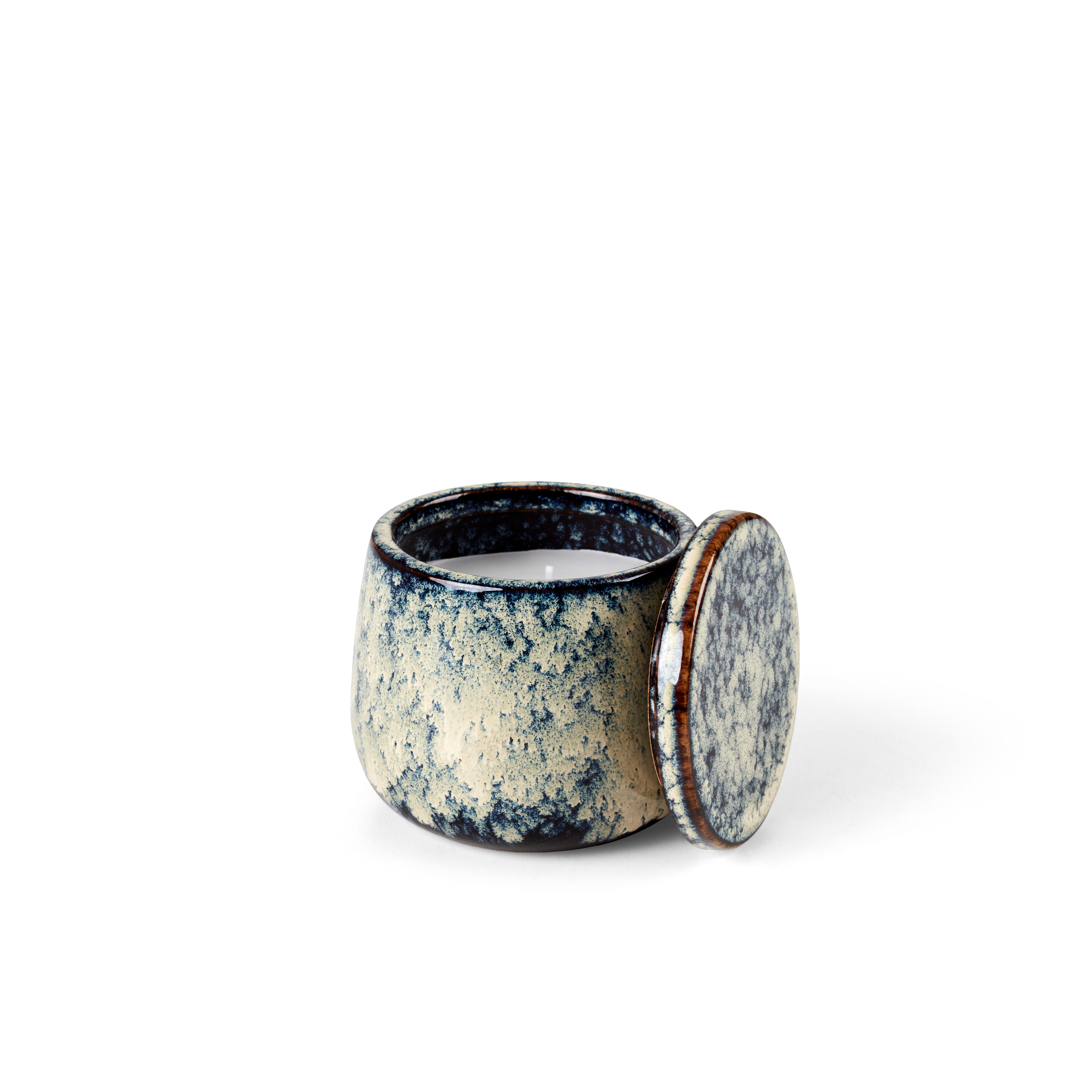CERAMIC Kaars in pot blauwH 8 cm - Ø 9,5 cm