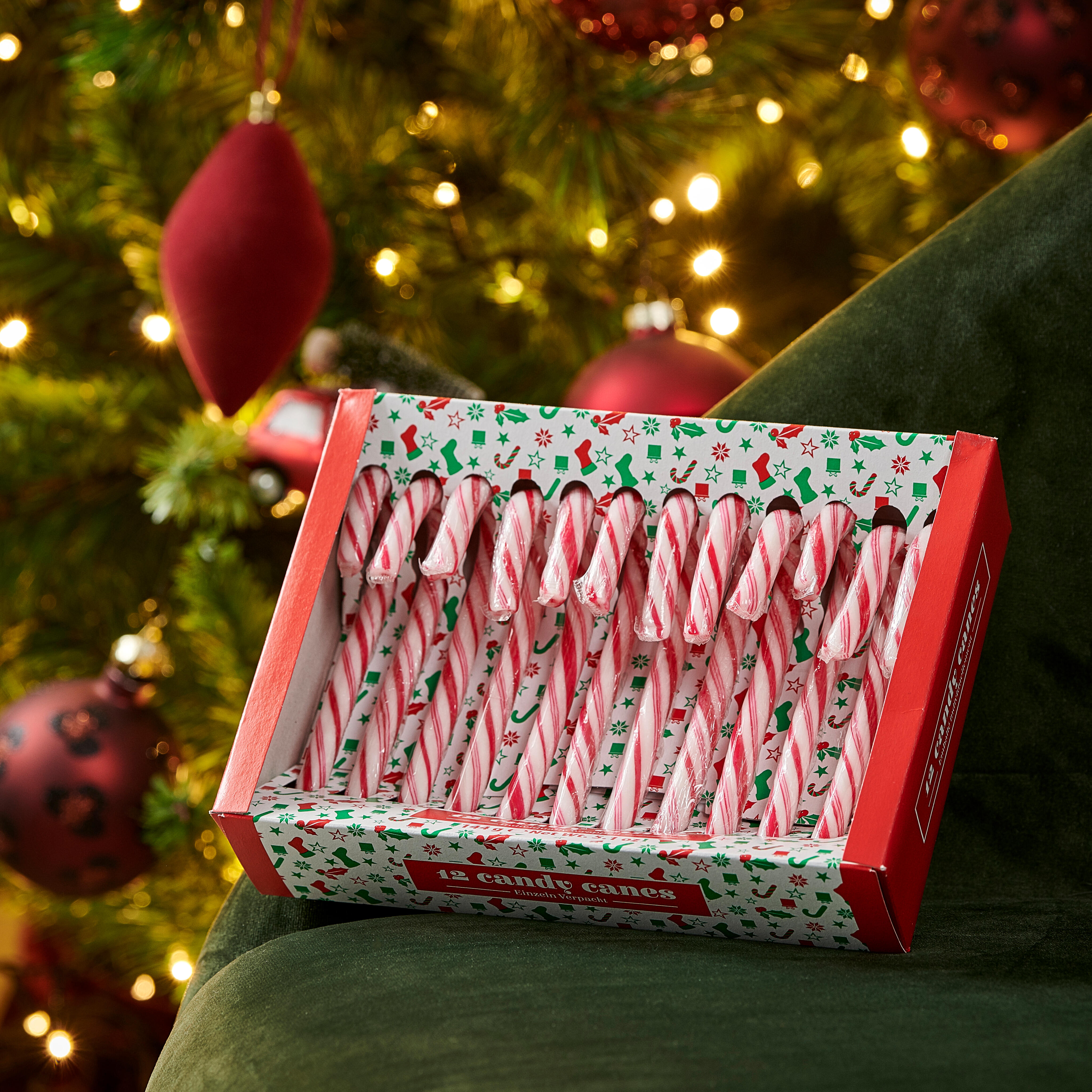 X-MAS CANDY CANE Suikerstok set van 12 144g multicolorL 12,8 cm