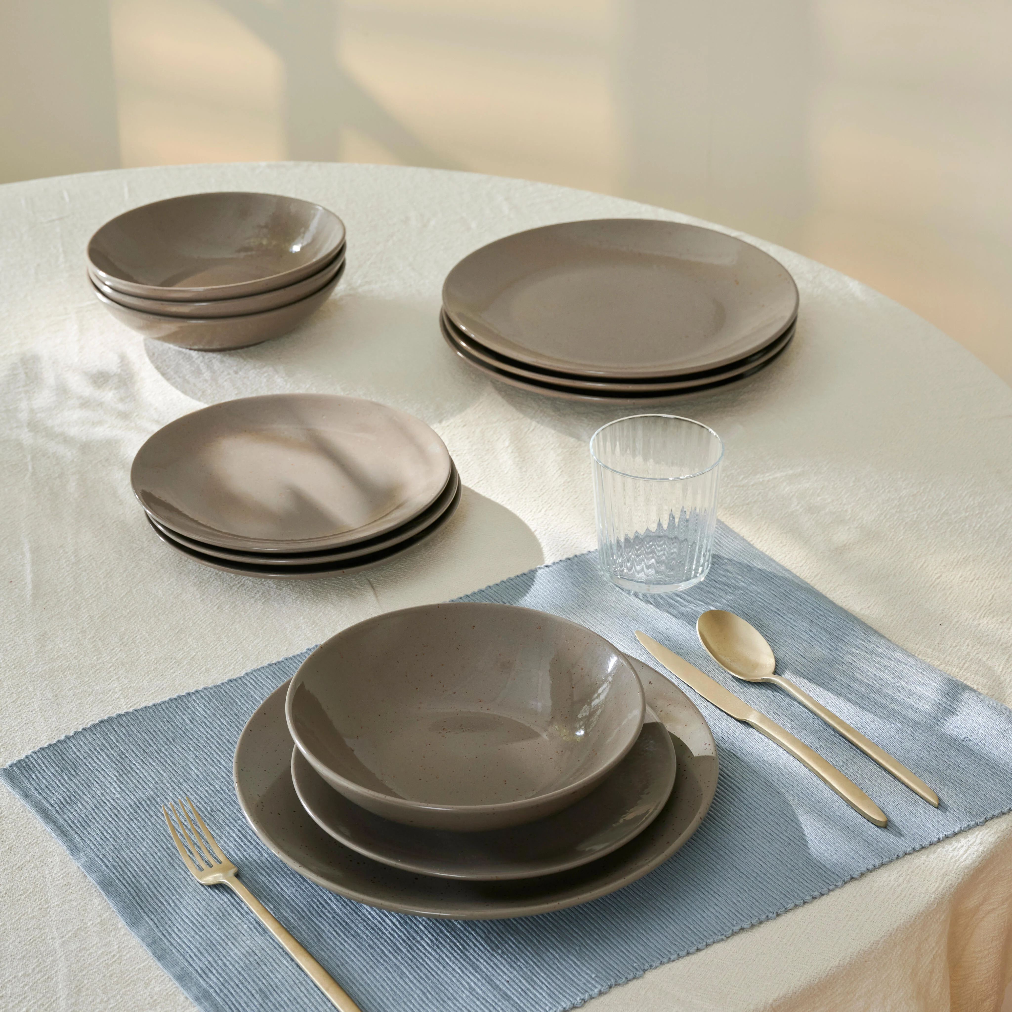 TERRA Bord taupe - set van 4 Ø 21 cm