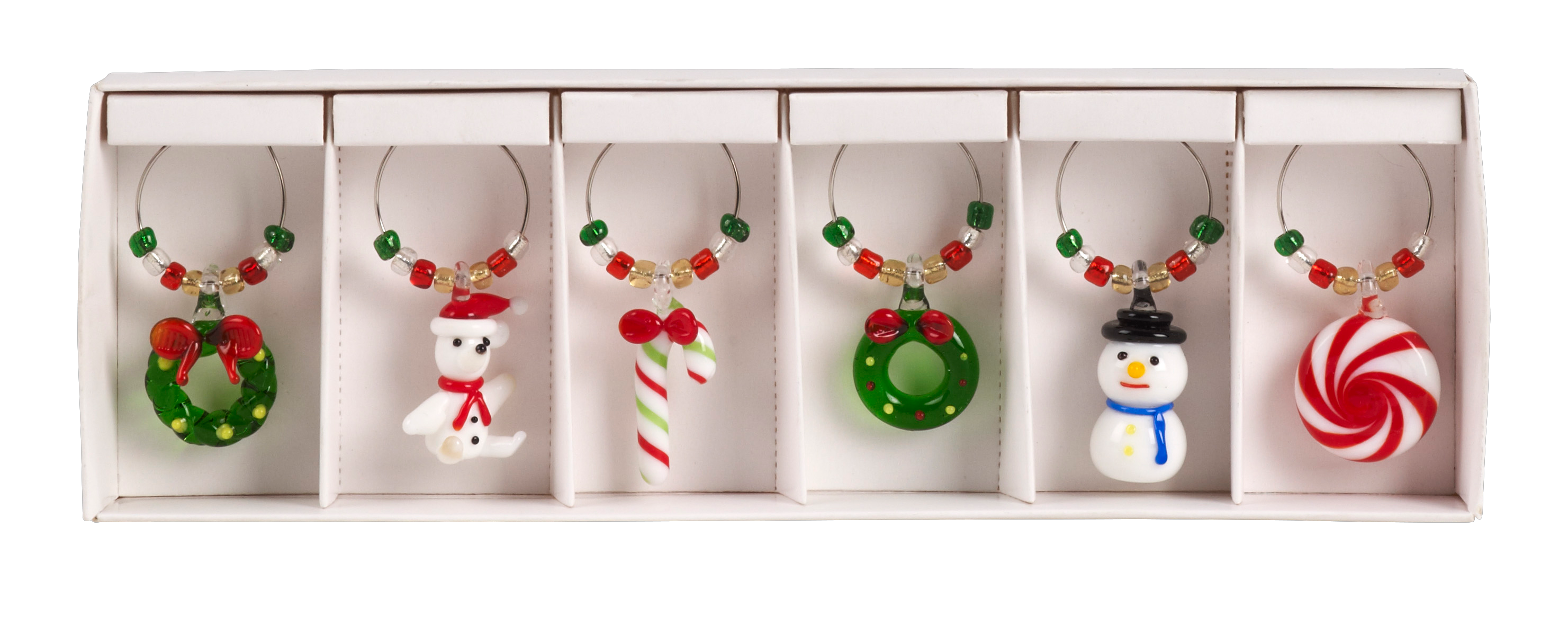 X-MAS Glasmarkers set van 6 multicolorH 2 x B 19,5 x D 6 cm