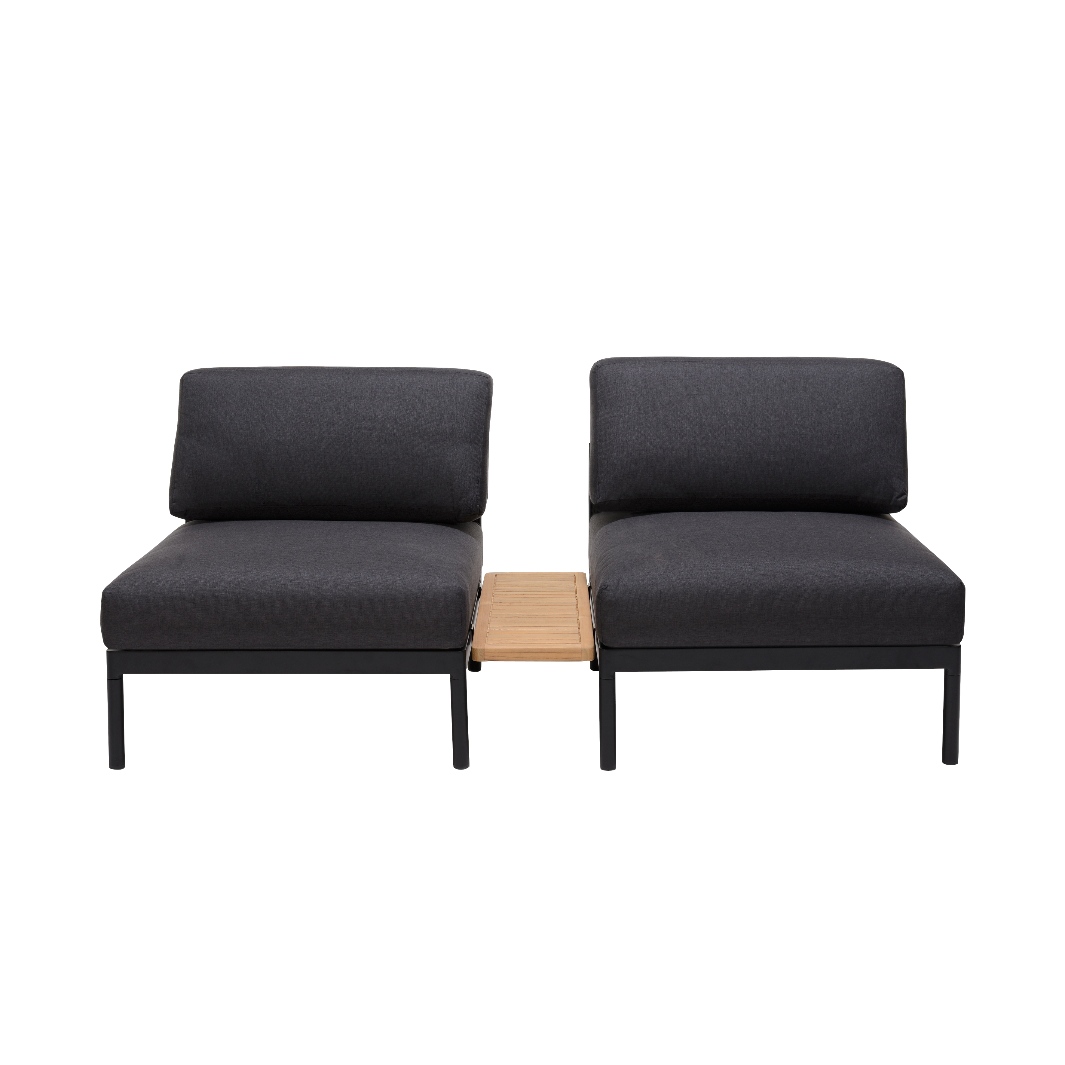 HANNA Lounge teak bijzettafel zwart, naturelH 26 x B 25 x L 73,1 cm