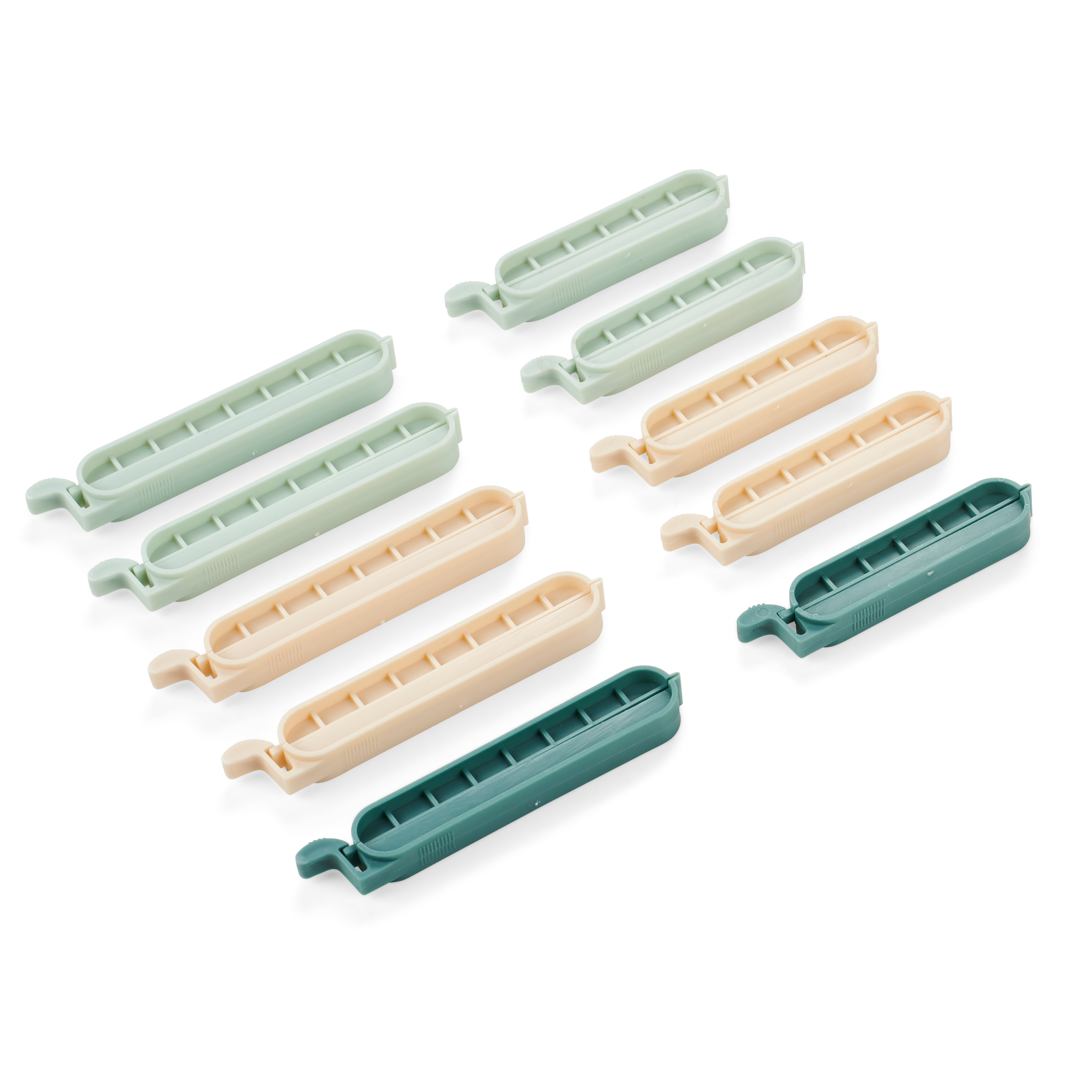 KLIPPER Afsluitclips set van 10 mix van kleuren groen, munt, beige - CASA