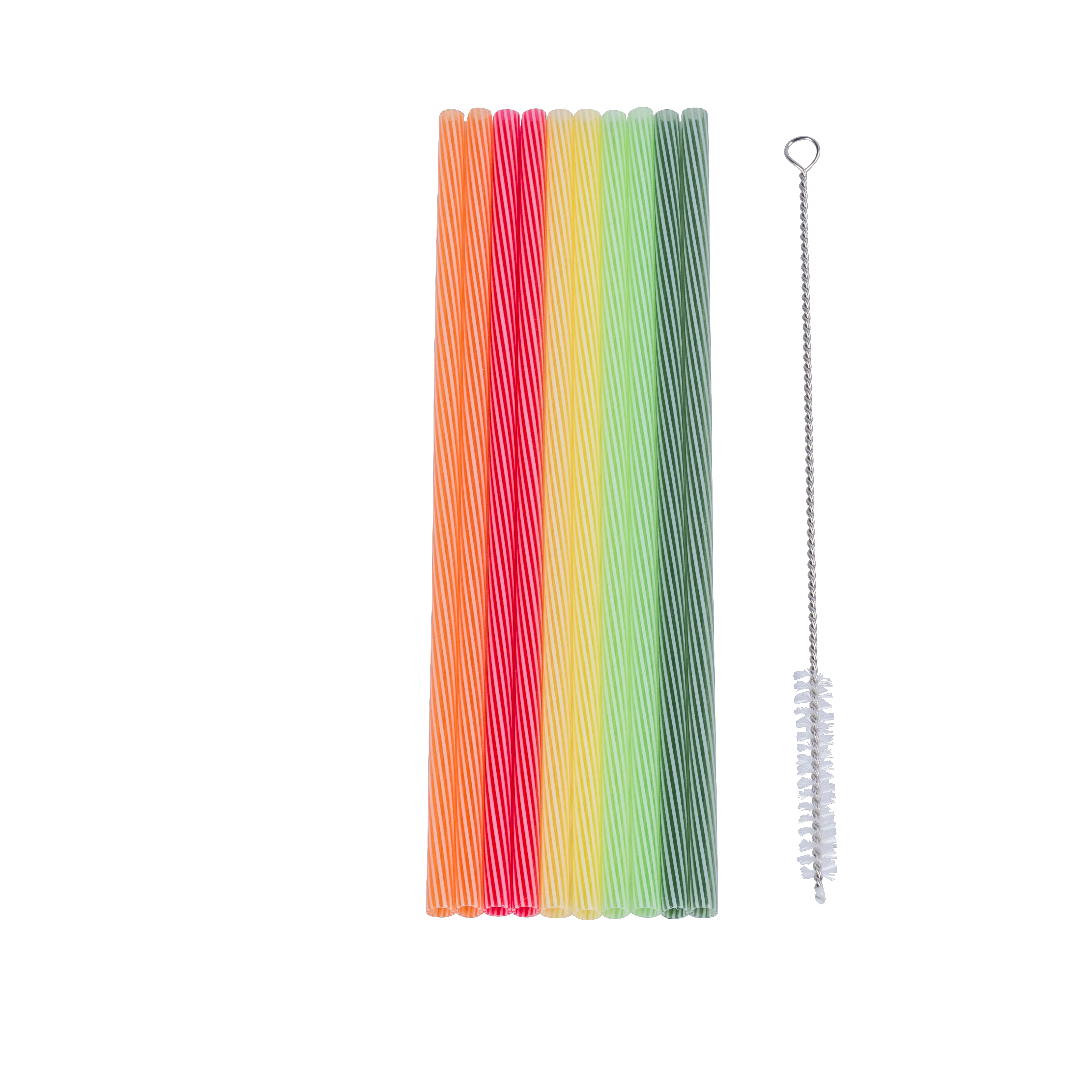 ECO PARTY Herbruikbare rietjes met borstel mix van 5 kleurenL 23 cm - Ø 0,6 cm