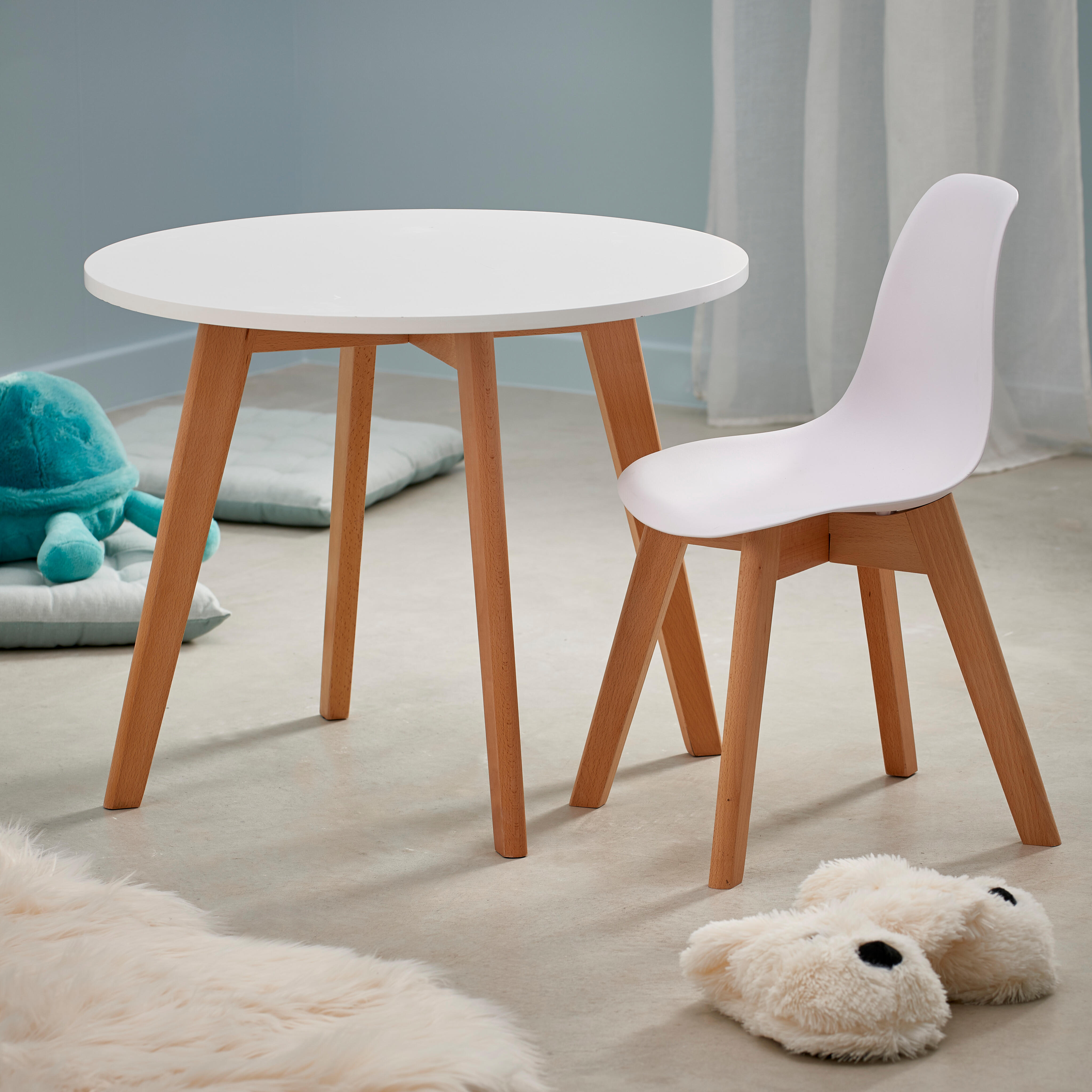 MATHIAS Kinderstoel wit, naturelH 58 x B 34 x D 30 cm