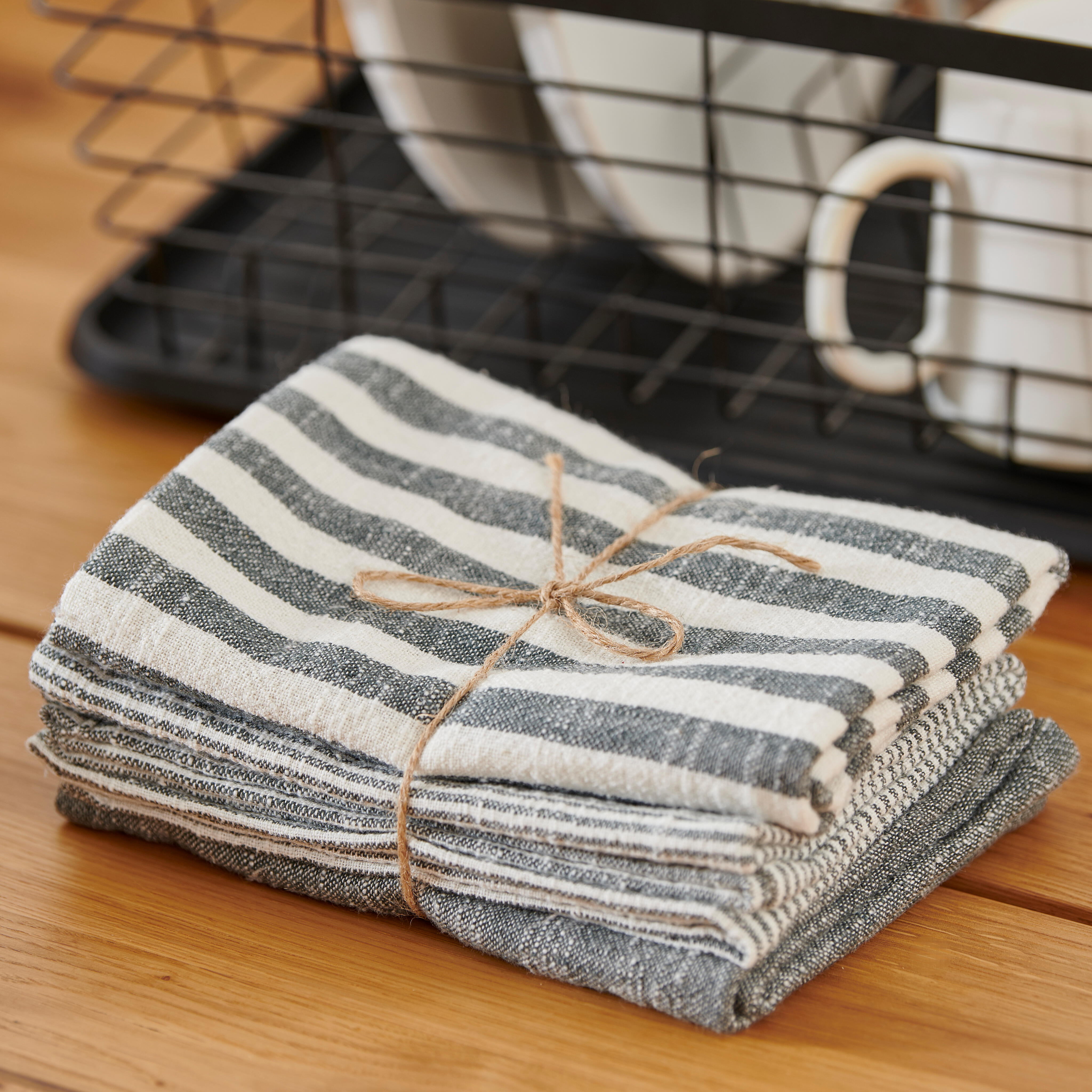 LAURENT Keukendoeken set van 3 grijsB 50 x L 70 cm - CASA