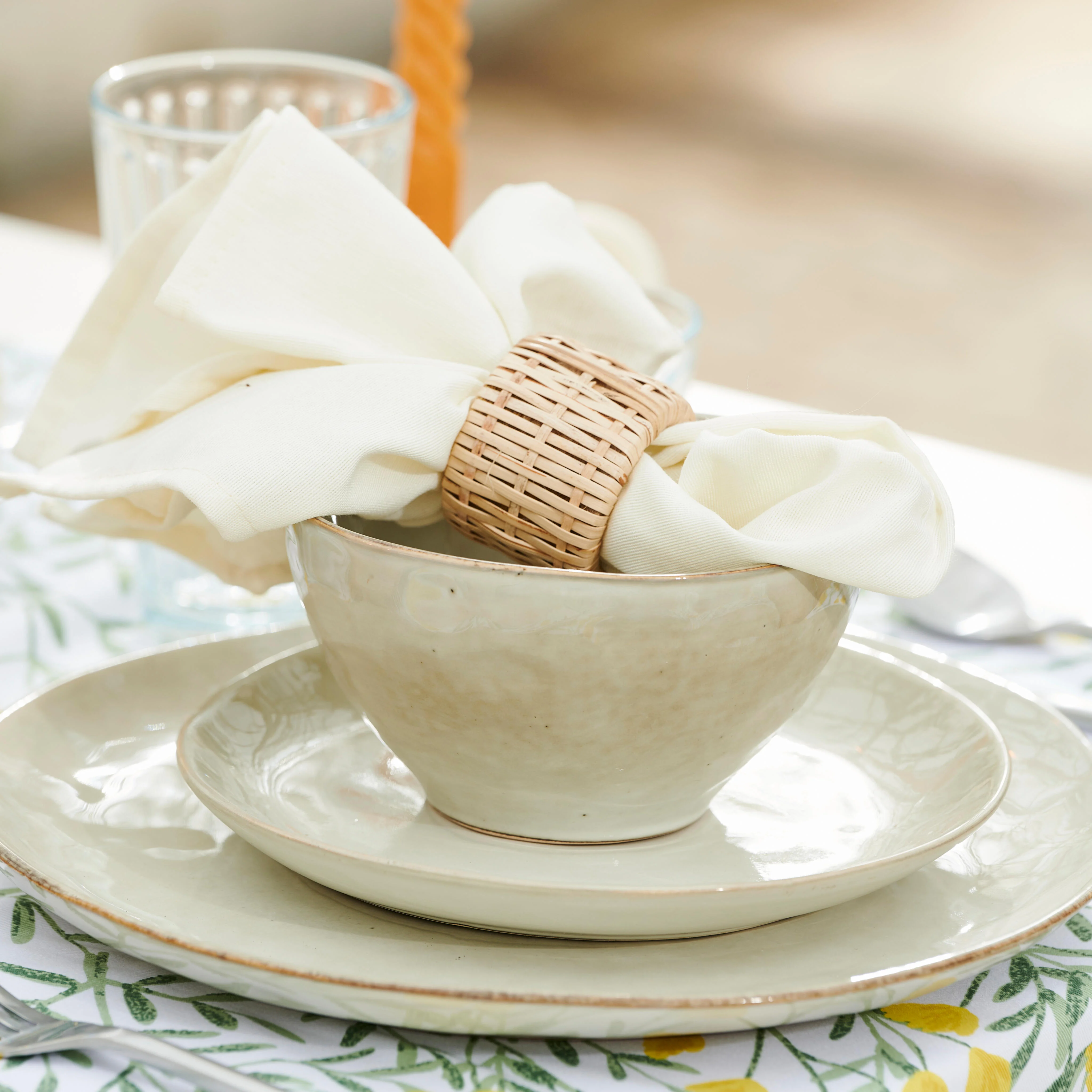 EARTH MARL Bowl 55 CL crème - set van 4 H 8 cm - Ø 14 cm